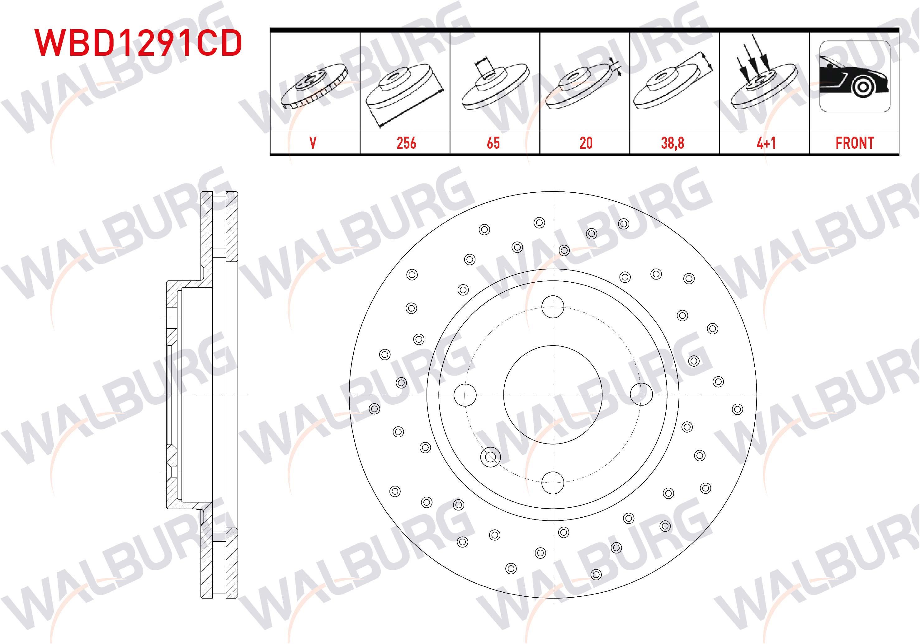 FREN DISKI ON HAVALI KAPLAMALI PERFORMANS DELIKLI 4 BJN 256X20X65X38,8 VOLKSWAGEN POLO CLASSIC (6KV2) 1.6 1995-2001