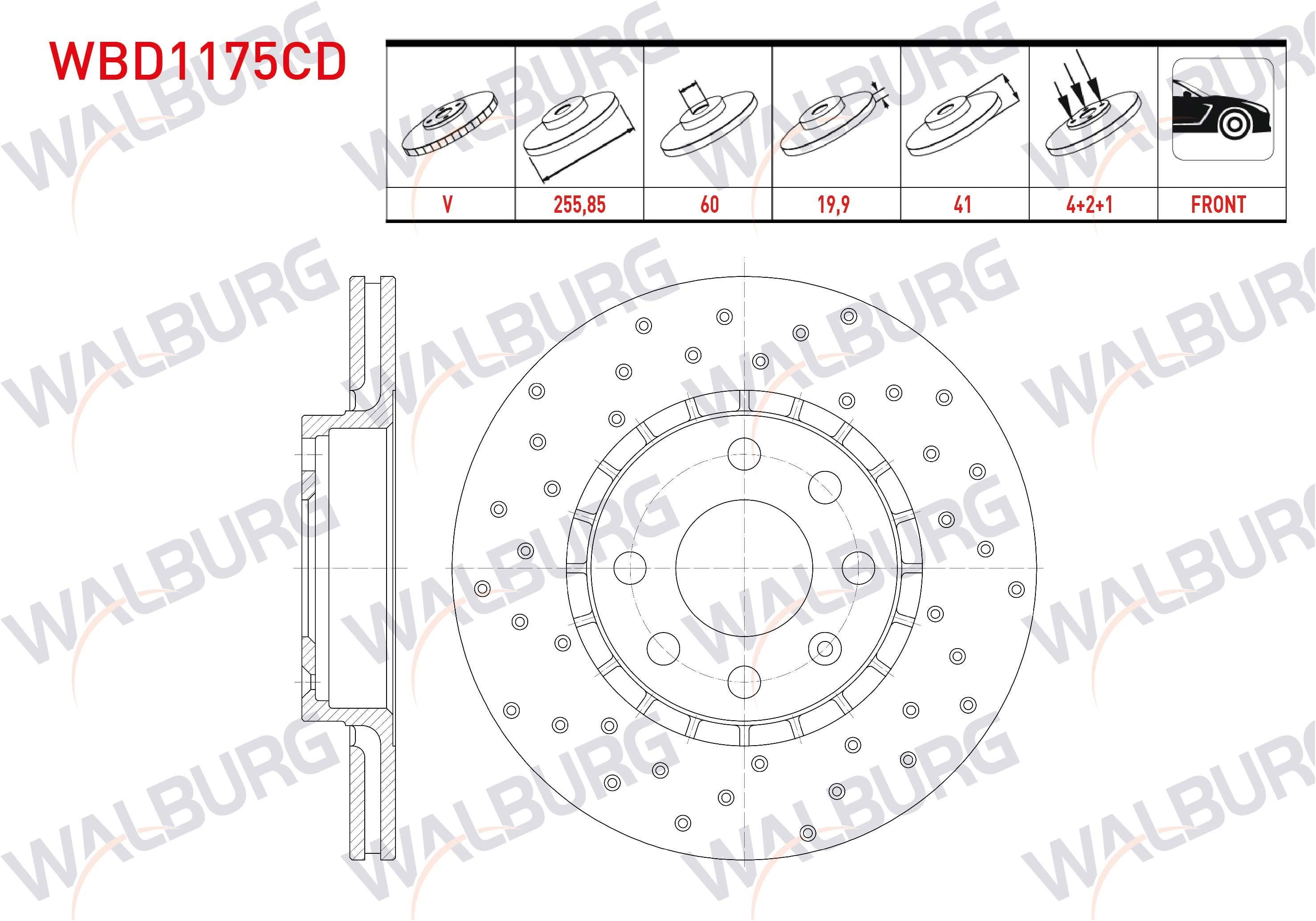 FREN DISKI ON HAVALI KAPLAMALI PERFORMANS DELIKLI 4 BJN 255,85X19,9X60X41 OPEL TIGRA A 1.4 1994-2000