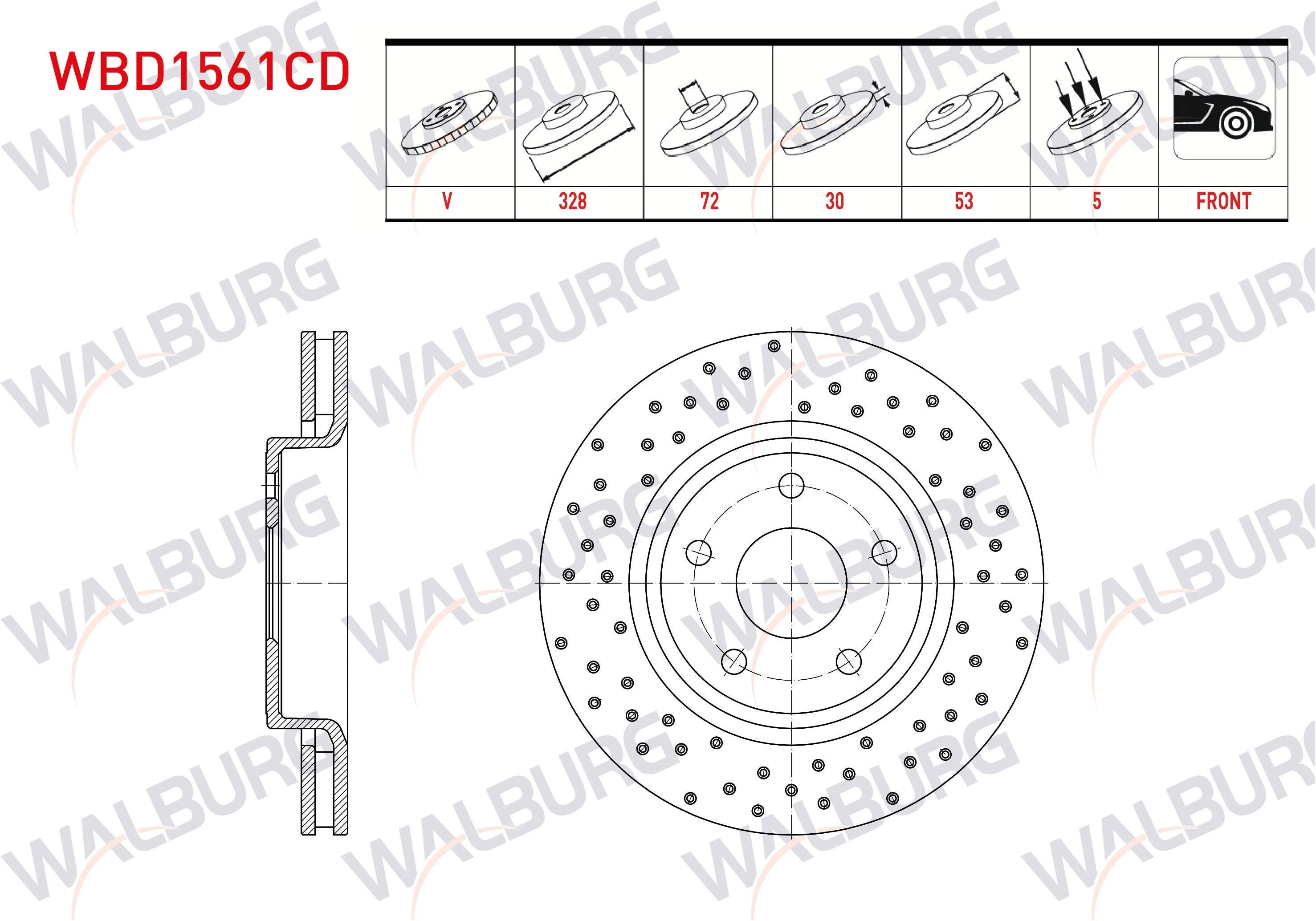 FREN DISKI ON HAVALI KAPLAMALI PERFORMANS DELIKLI 5 BJN 328X30X72X53 JEEP GRAND CHEROKEE II (WJ,WG) 2.7 CRDI 4X4 1998-2005