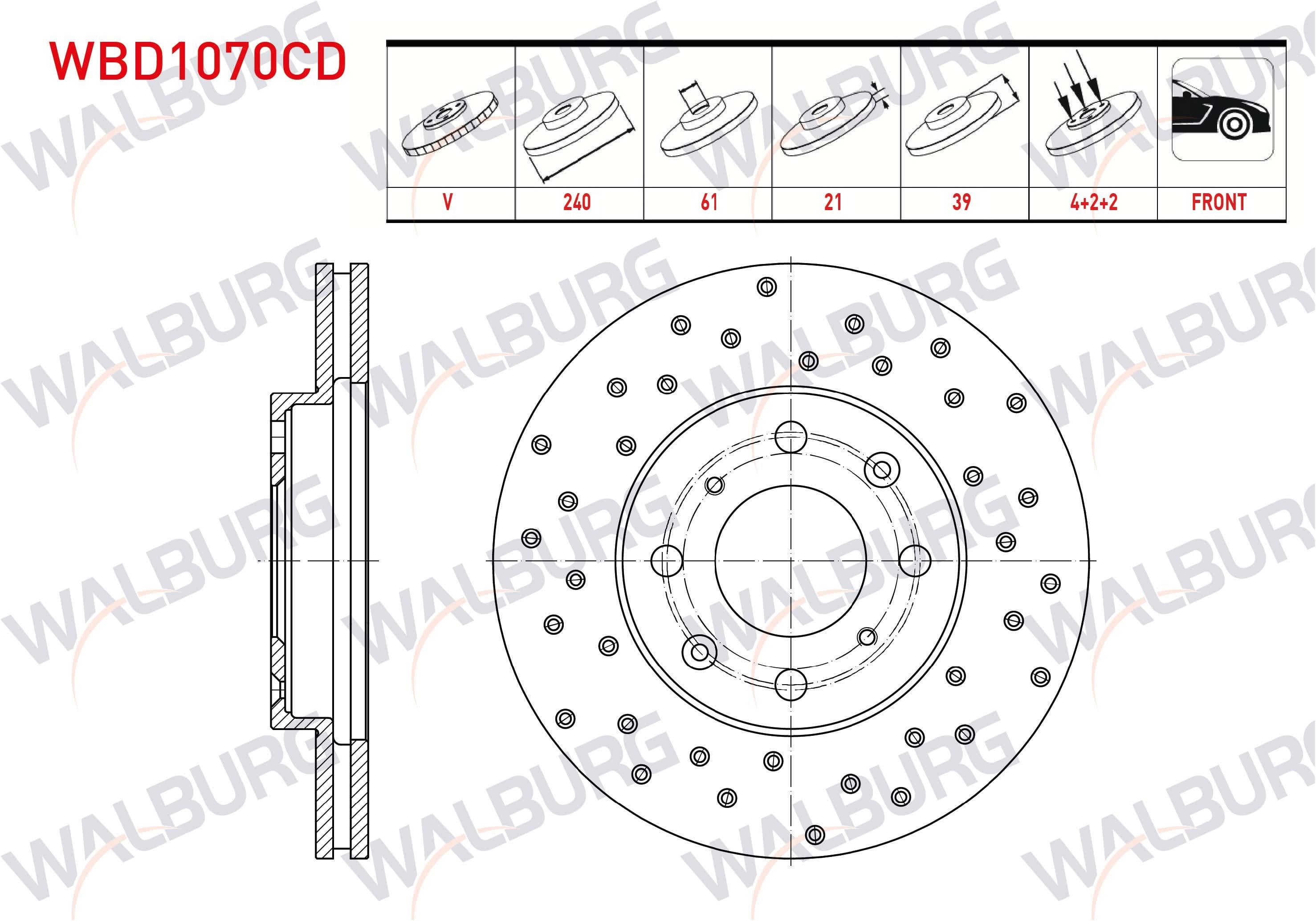 FREN DISKI ON HAVALI KAPLAMALI PERFORMANS DELIKLI 4 BJN 240X21X61X39 HONDA JAZZ II (GD) 1.4i 2002-2004