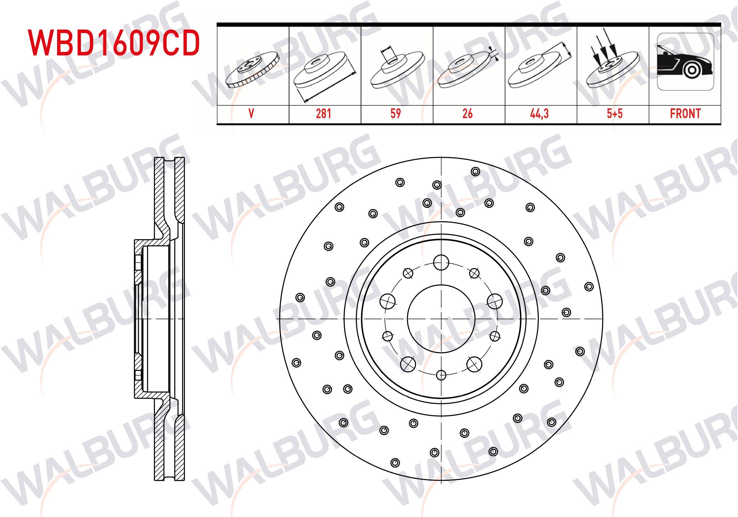 FREN DISKI ON HAVALI KAPLAMALI PERFORMANS DELIKLI 5 BJN 281X26X59X44,3 FIAT EGEA CROSS EURO 6 2021-