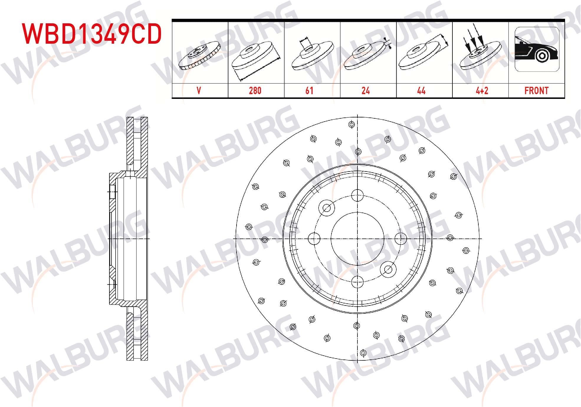 FREN DISKI ON HAVALI KAPLAMALI PERFORMANS DELIKLI 4 BJN 280X24X61X44 DACIA DOKKER 1.5 DCI -1.2 Tce -1.6 2012- / LODGY 1.5 DCI 2012-
