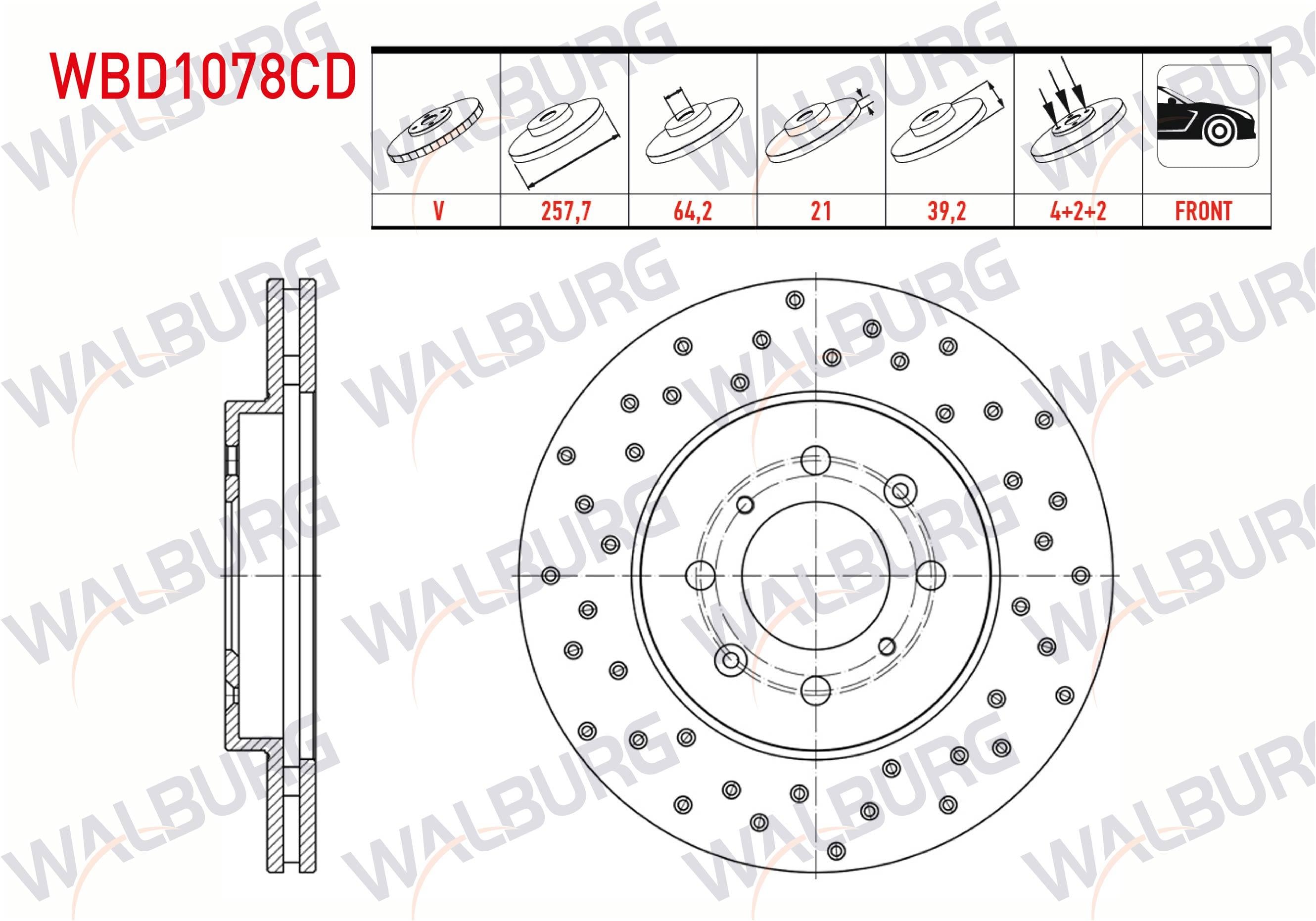 FREN DISKI ON HAVALI KAPLAMALI PERFORMANS DELIKLI 4 BJN 257,7X21X64,2X39,2 HONDA JAZZ II (GD) 1.4i 2002-2004