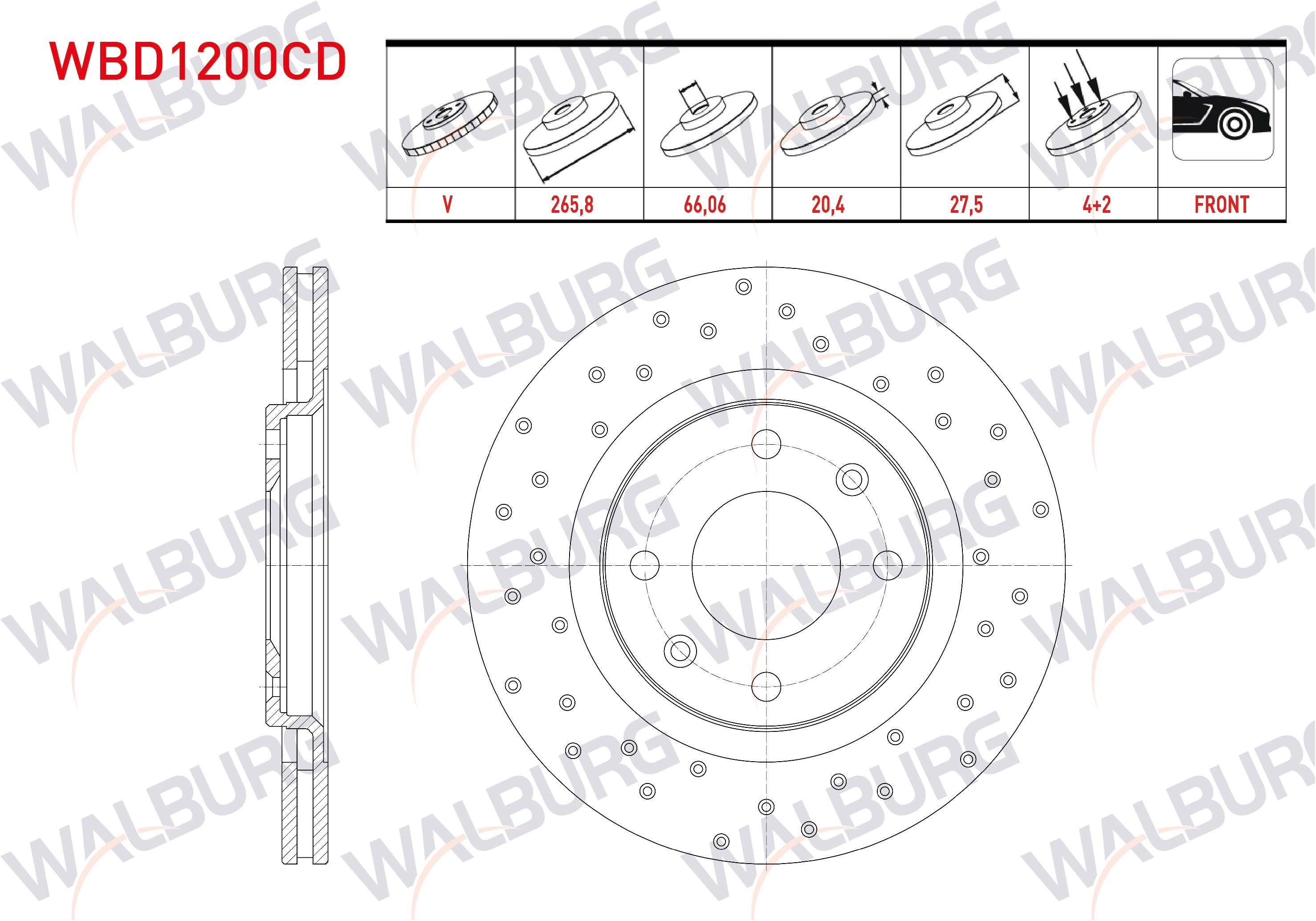 FREN DISKI ON HAVALI KAPLAMALI PERFORMANS DELIKLI 4 BJN 265,8X20,4X66,06X27,5 CITROEN BERLINGO (M) 1.9 D 1996-2008