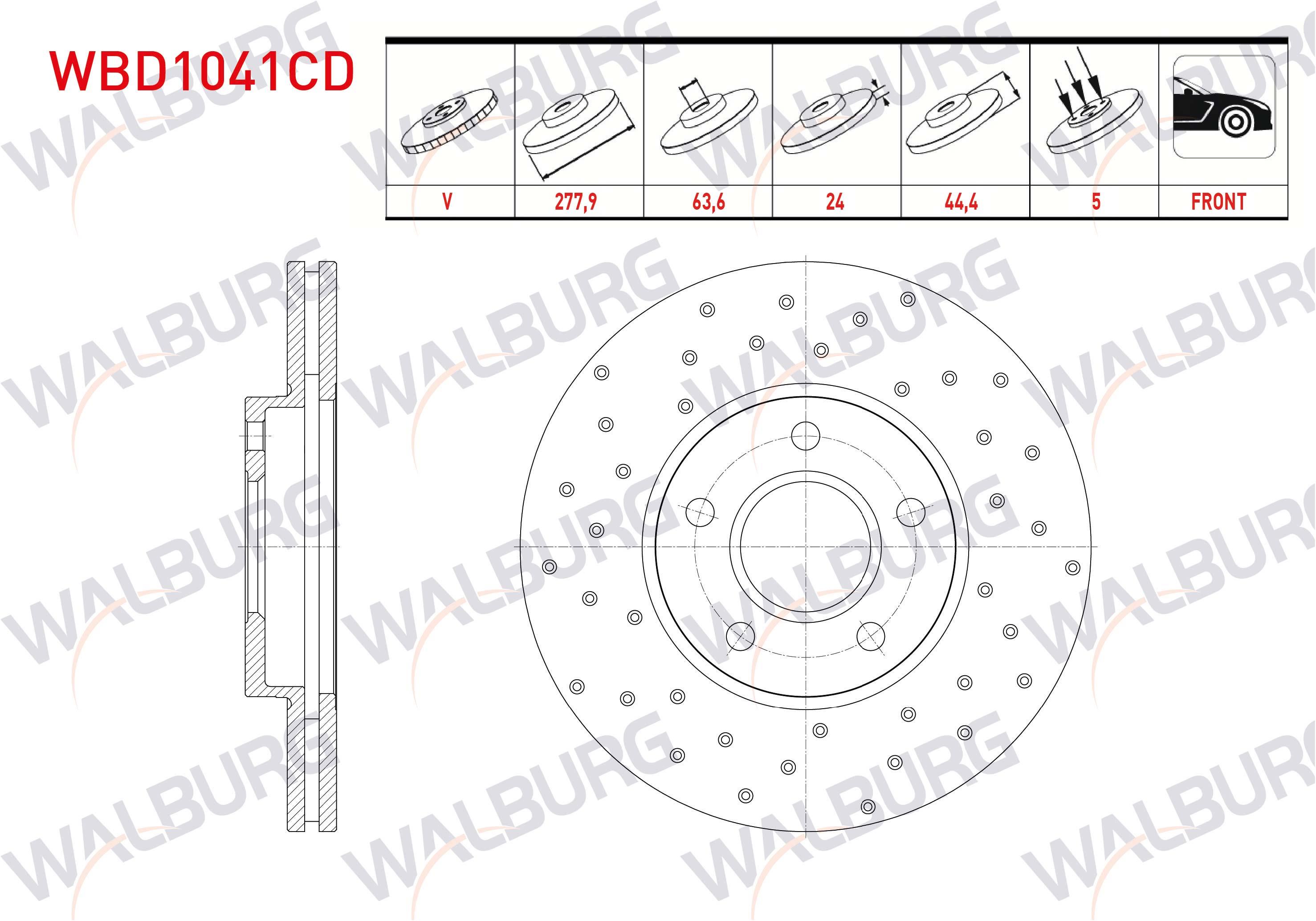 FREN DISKI ON HAVALI KAPLAMALI PERFORMANS DELIKLI 5 BJN 277,9X24X63,6X44,4 FORD TOURNEO CONNECT 1.8 TDCI 2002-2013