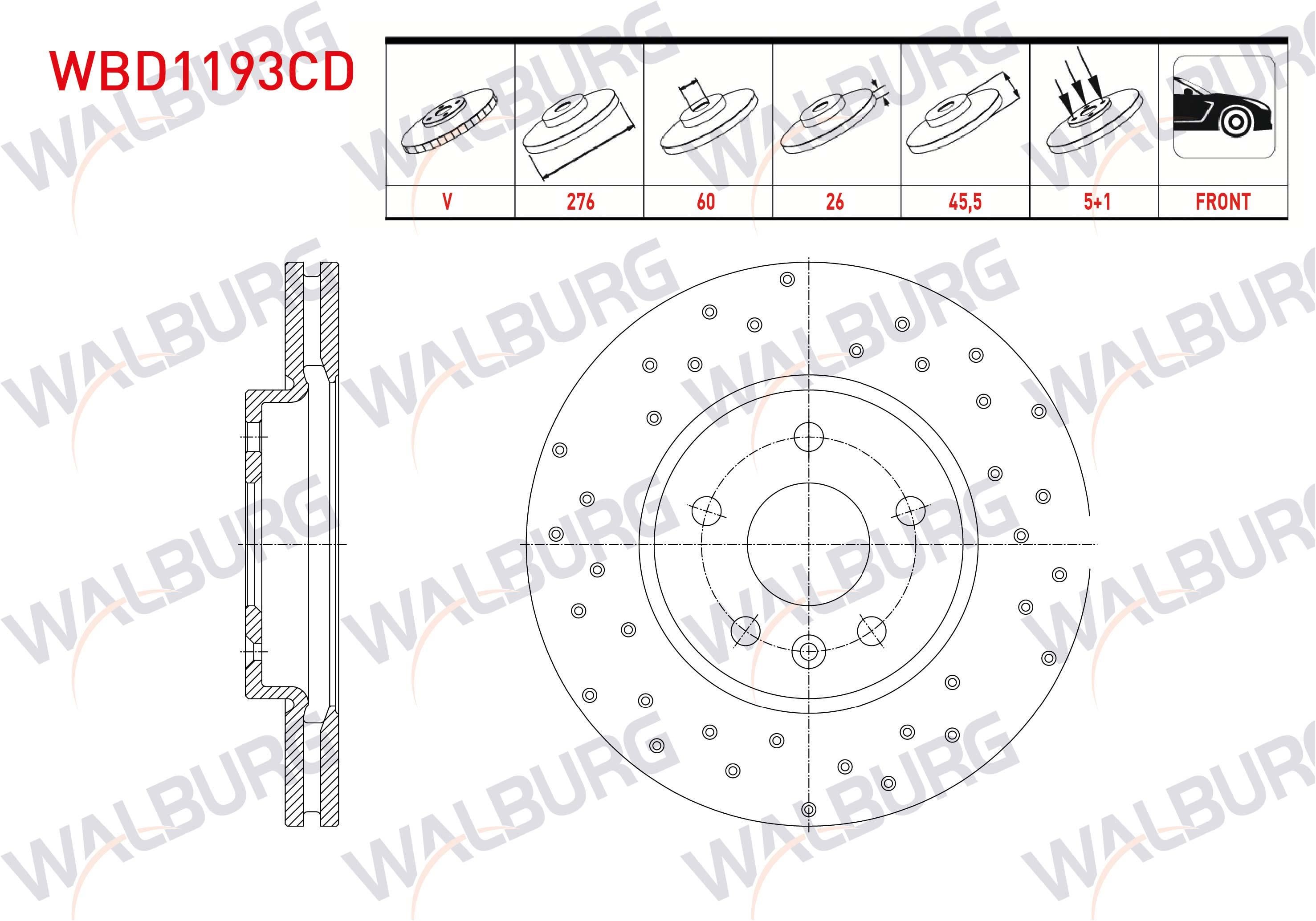 FREN DISKI ON HAVALI KAPLAMALI PERFORMANS DELIKLI 5 BJN 276X26X60X45,5 OPEL ASTRA J 1.4i 2009-2016