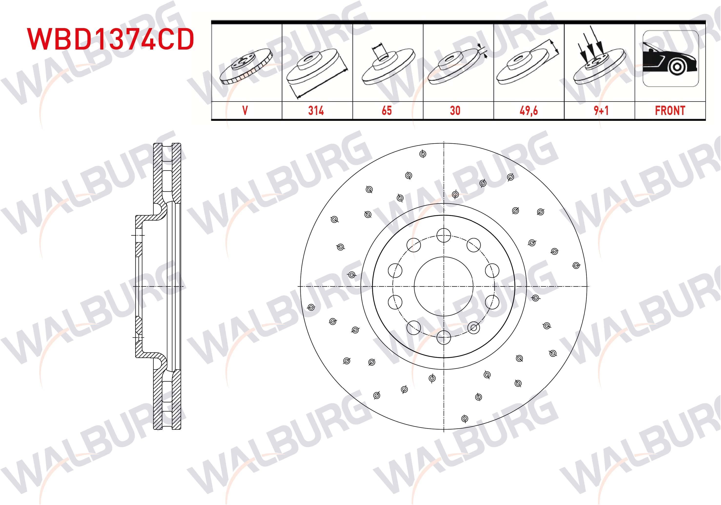 FREN DISKI ON HAVALI KAPLAMALI PERFORMANS DELIKLI 5 BJN 314X30X65X49,60 VOLKSWAGEN TIGUAN (AD1) 2.0 TDI 2016-