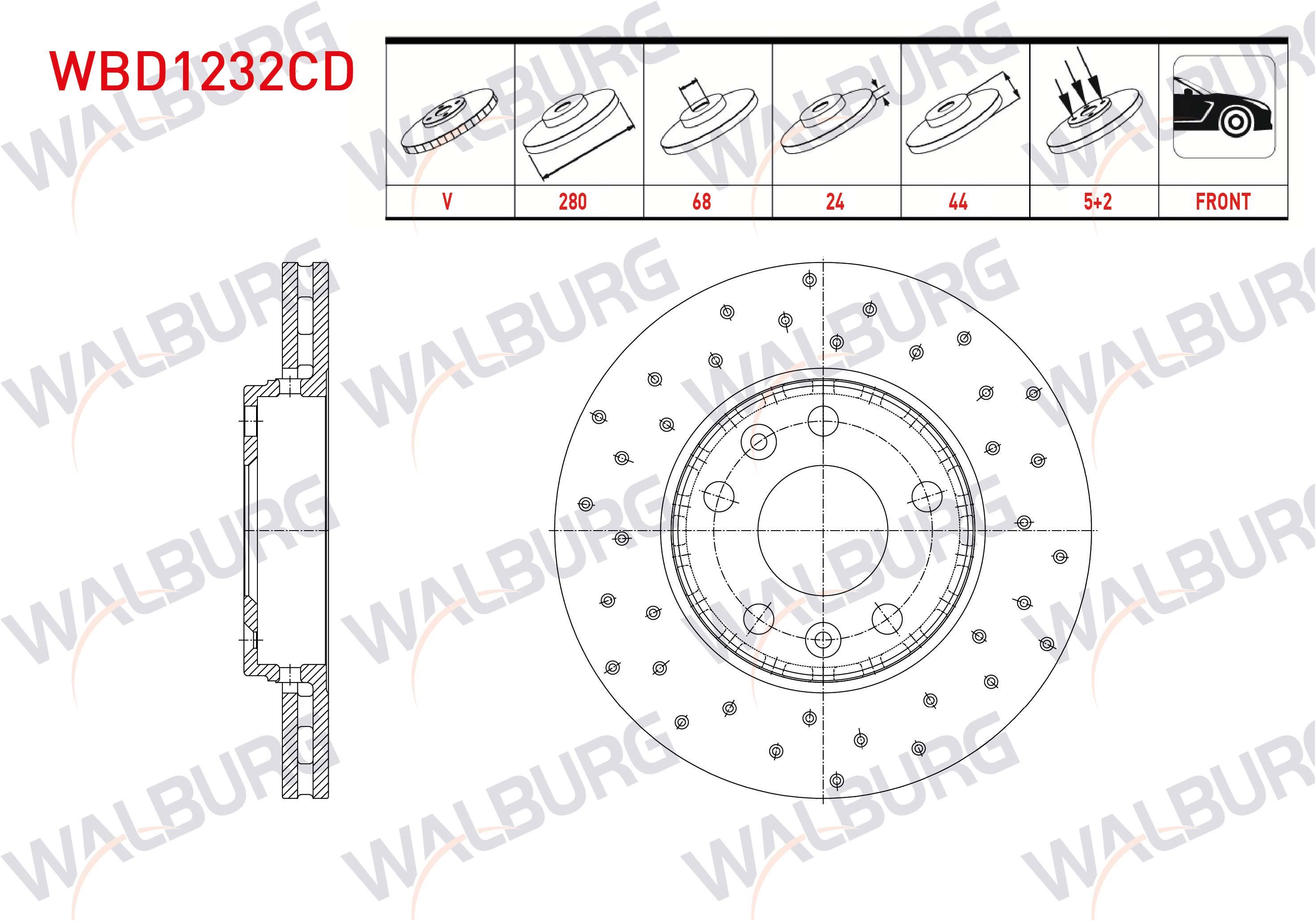 FREN DISKI ON HAVALI KAPLAMALI PERFORMANS DELIKLI 5 BJN 280X24X68X44 CAPTUR II 20-/ FLUENCE 10-/ LAGUNA III 07-15/ MEGANE III 08-15/ MEGANE IV 16-/ SCENIC III 09-/ ZOE 12-/ DACIA DUSTER 10-