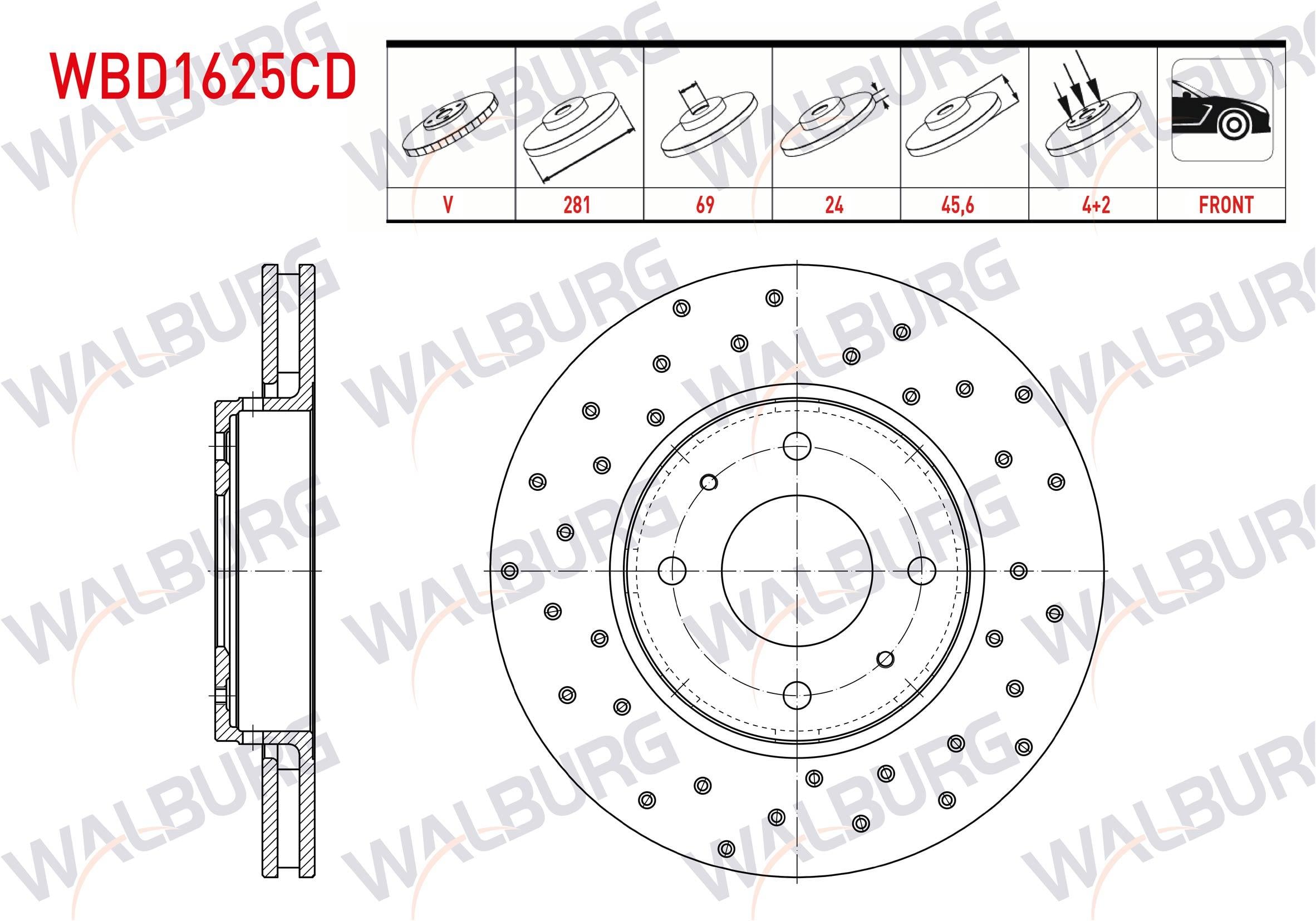 FREN DISKI ON HAVALI KAPLAMALI PERFORMANS DELIKLI 4 BJN 281X24X69X45,6 VOLVO V40 (VW) 1.6 1995-2004