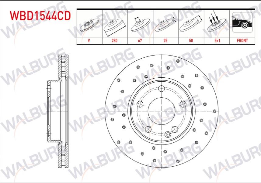 FREN DISKI ON HAVALI MERCEDES A SERISI (W176) A 160 CDI 5 BIJON 280X25X67X50 2012-