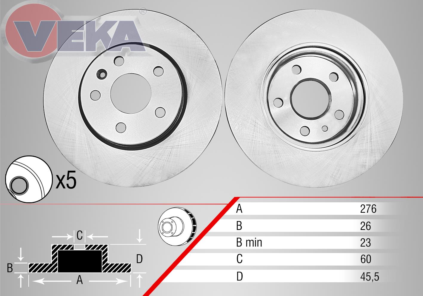 FREN DISKI ON HAVALI OPEL ASTRA J 1.3 CDTI 5 BIJON 276X26X60X45,5 2009- 13502045-569069