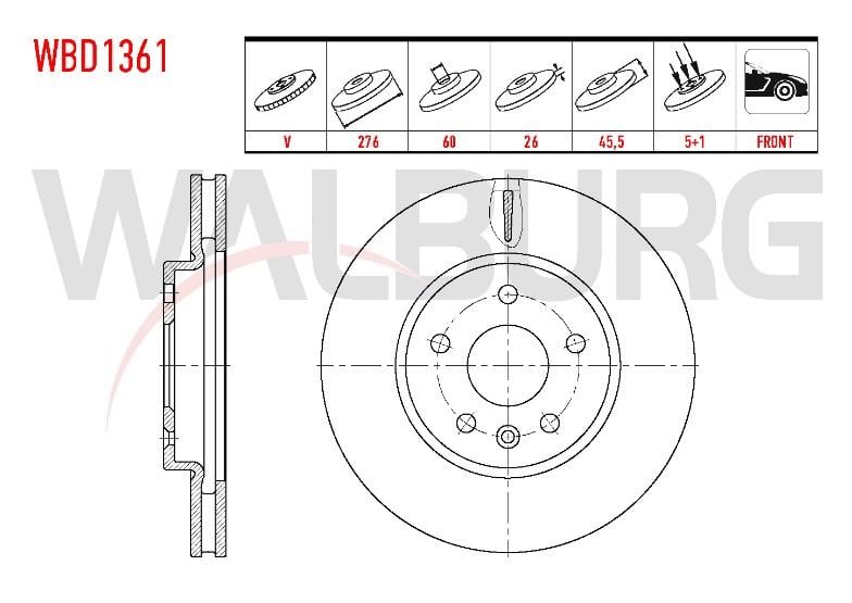FREN DISKI ON HAVALI OPEL ASTRA K 1.6 CDTI 5 BIJON 15 JANT 276x16x60x45,50 2015- 13515906