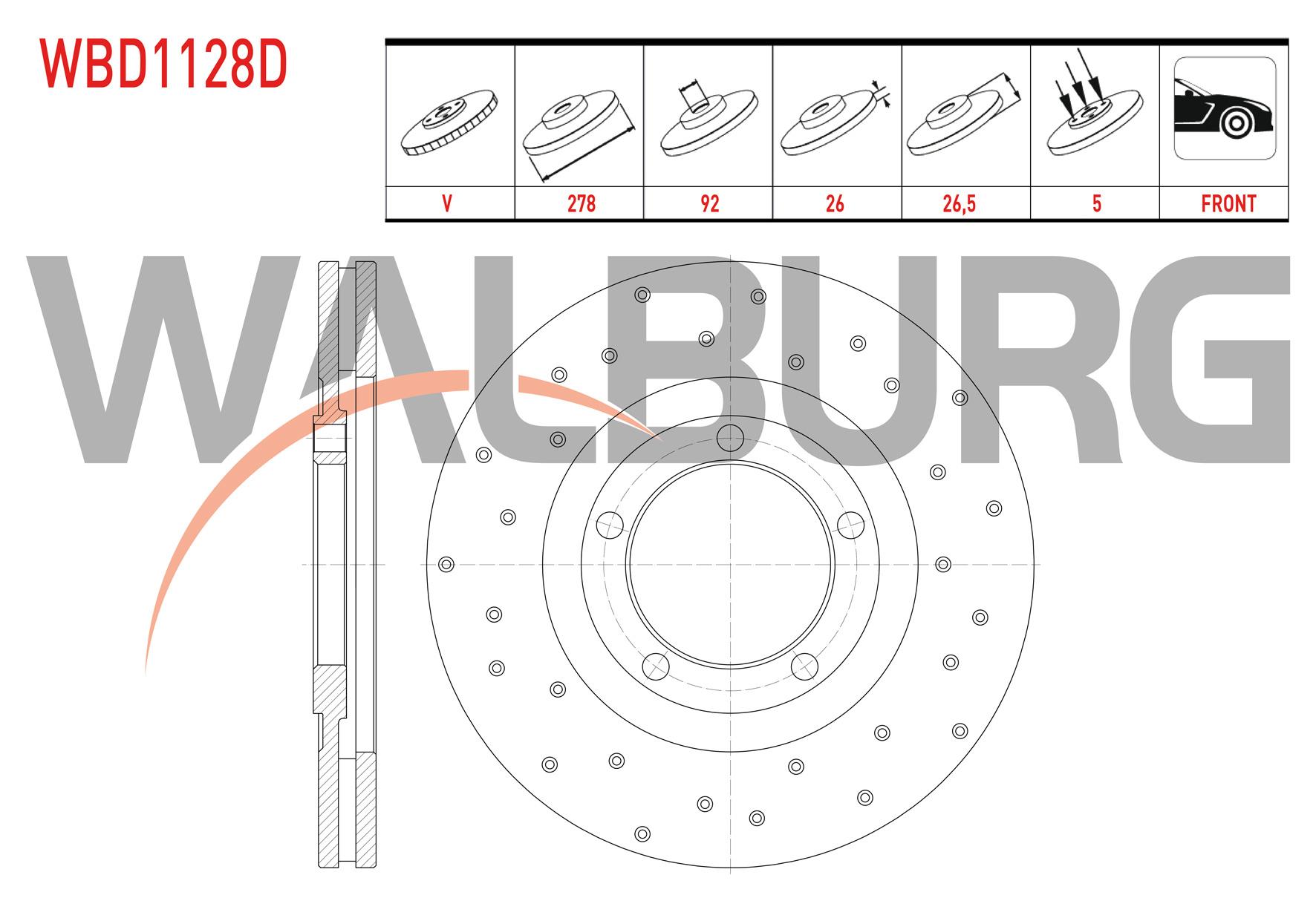 FREN DISKI ON HAVALI PERFORMANS DELIKLI 5 BJN 278X26X92X26,5 KIA BONGO K2900 2.9 D 2009-
