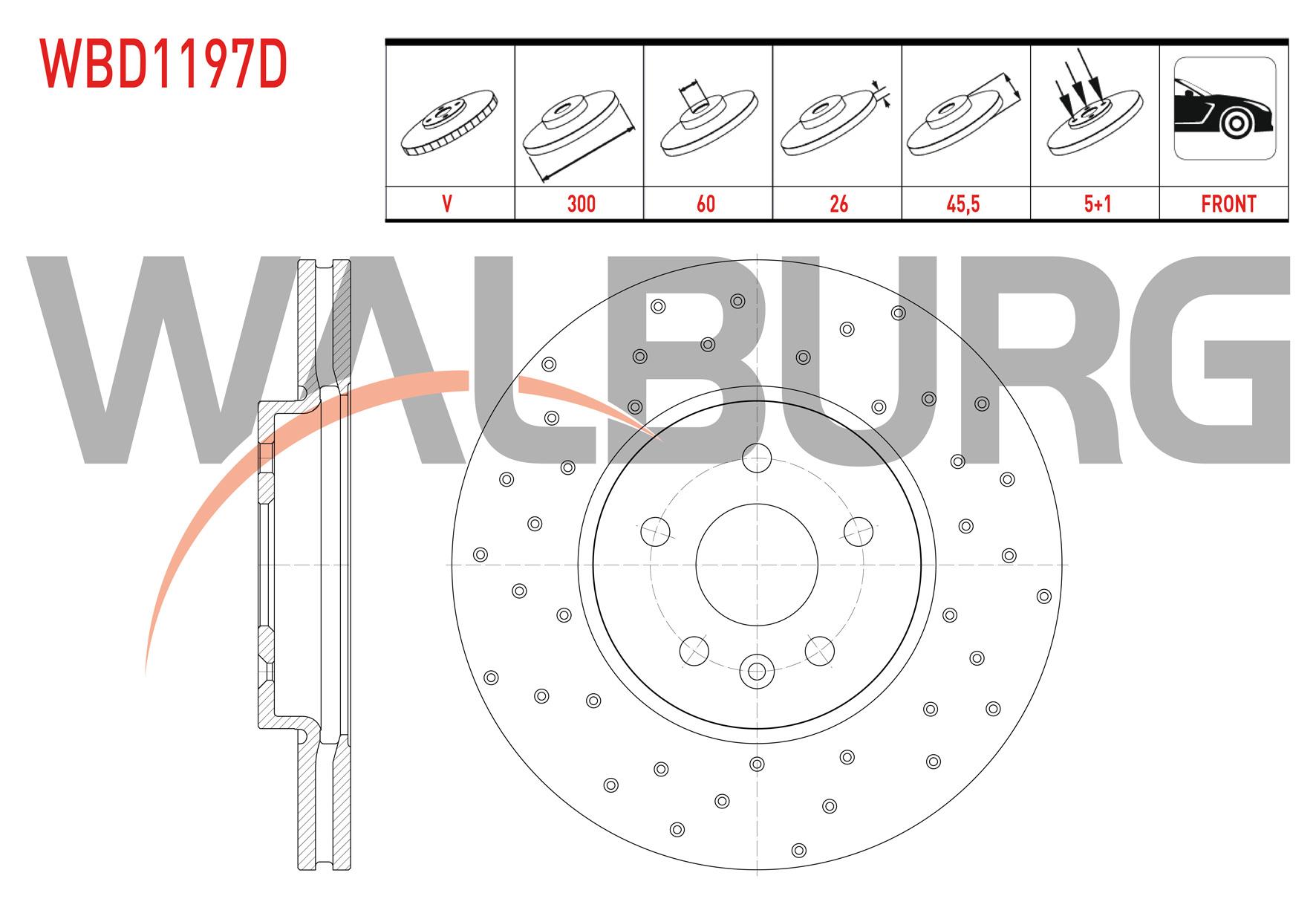 FREN DISKI ON HAVALI PERFORMANS DELIKLI 5 BJN 300X26X60X45,5 OPEL MOKKA 1.6 CDTI - 1.6 CDTI - 1.6 - 1.4 - 2012- / CHEVROLET TRAX 1.4 - 1.6 2012-2014