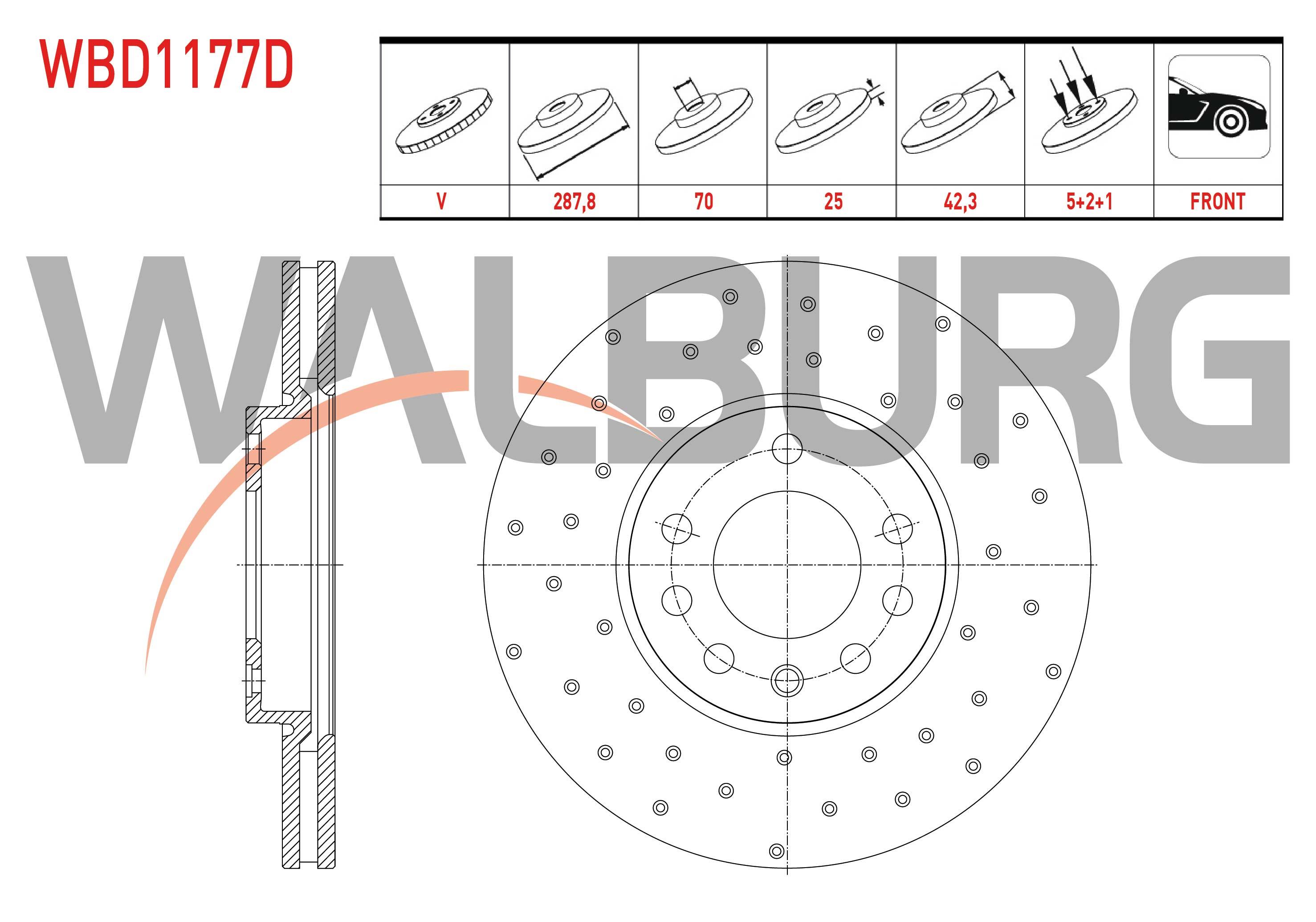FREN DISKI ON HAVALI PERFORMANS DELIKLI 5 BJN 287,8X25X70X42,3 OPEL VECTRA B 2.0i 95-03/ VECTRA B 2.0 DTI 95-03/ VECTRA B 1.6i 95-03/ VECTRA B 2.5 V6 95-03/ CALIBRA A 2.0i - 2.5i 90-97