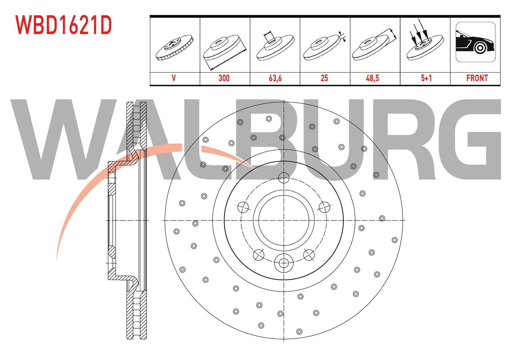 FREN DISKI ON HAVALI PERFORMANS DELIKLI 5 BJN 300X25X63,6X48,5 VOLVO V40 HB 12-