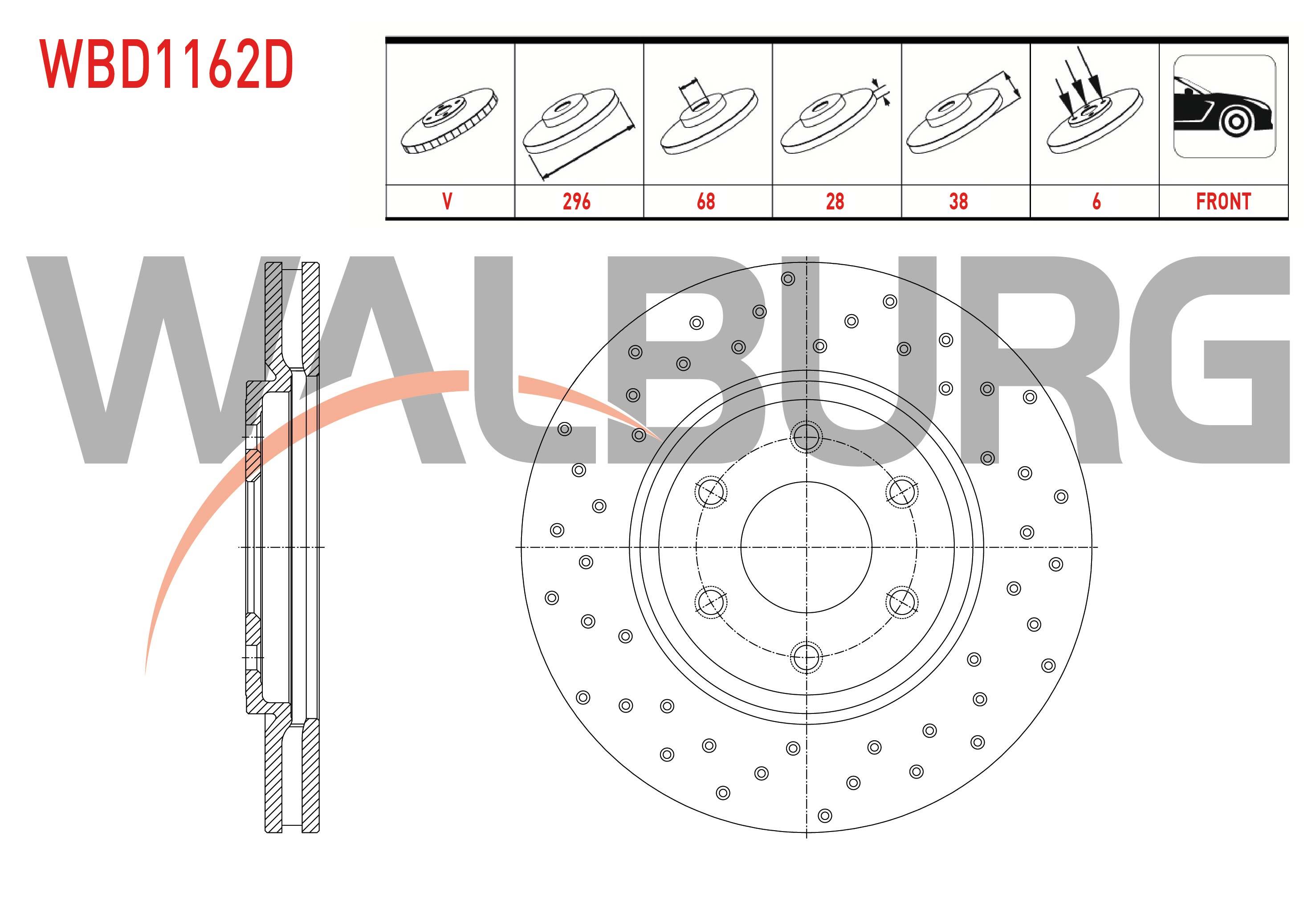 FREN DISKI ON HAVALI PERFORMANS DELIKLI 6 BJN 296X28X68X38 NISSAN NAVARA (D40) 2.5 DCI 2005-2015 / PATHFINDER (R51) 2.5 DCI 2005-