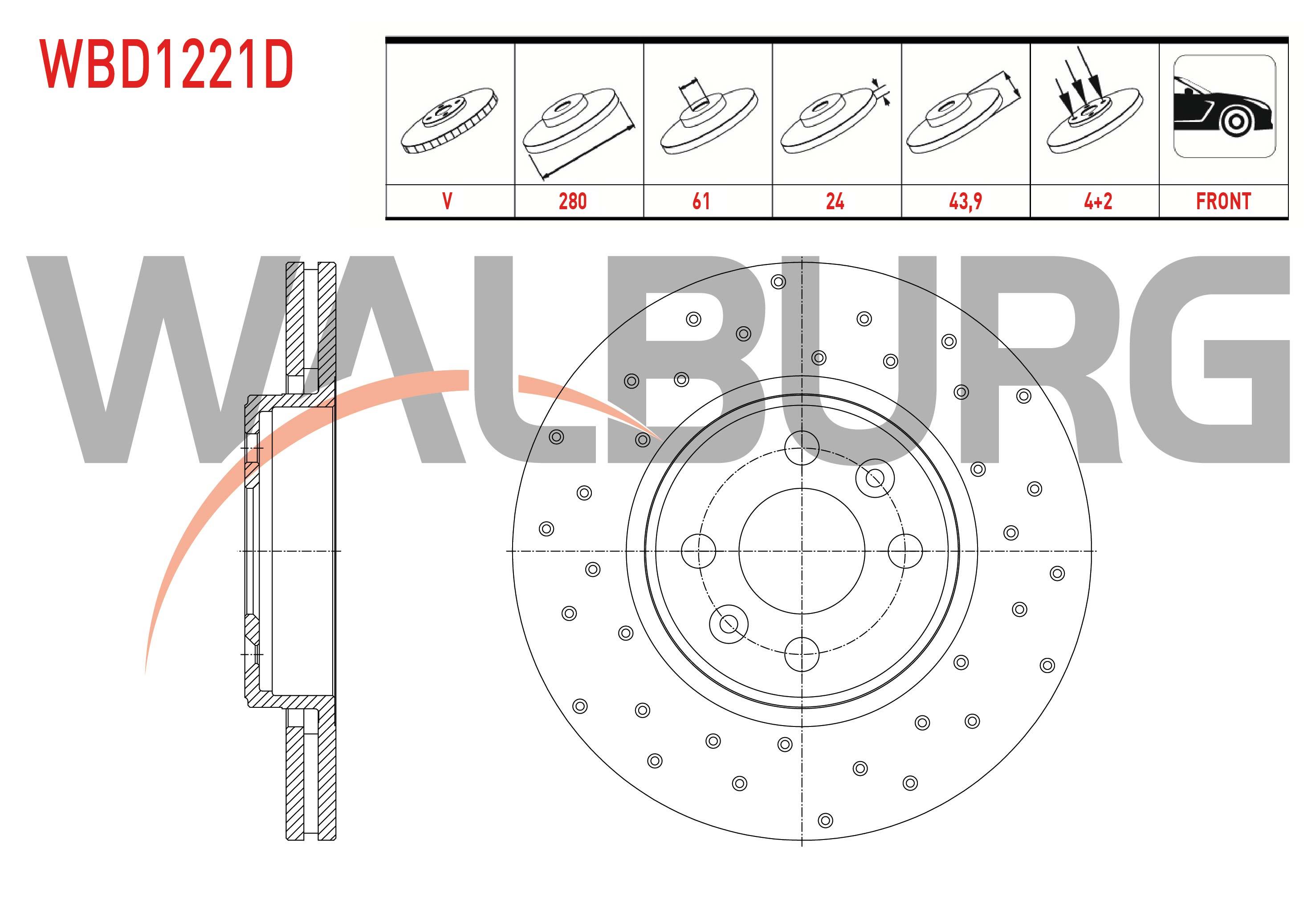 FREN DISKI ON HAVALI PERFORMANS DELIKLI 4 BJN 280X24X61X43,9 RENAULT MEGANE II 02-08 / LAGUNA 93-01 / G.SCENIC 04-09 / CAPTUR 13- / DACIA DOKKER 12- / LODGY 12-
