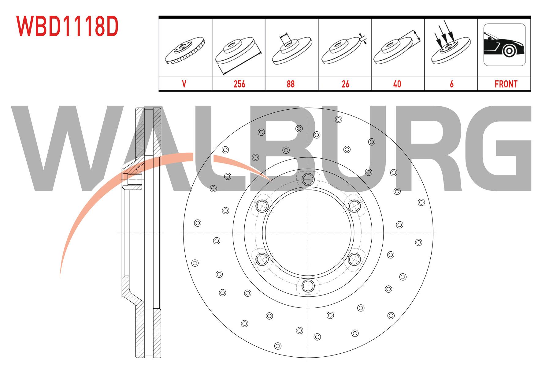 FREN DISKI ON HAVALI PERFORMANS DELIKLI 6 BJN 256X26X88X40 ISUZU D-MAX (8DH) 2.5 D 2002-2012 / D-MAX (8DH) 2.5 DITD 2002-2012 /  D-MAX (8DH) 3.0 D 2002-2012