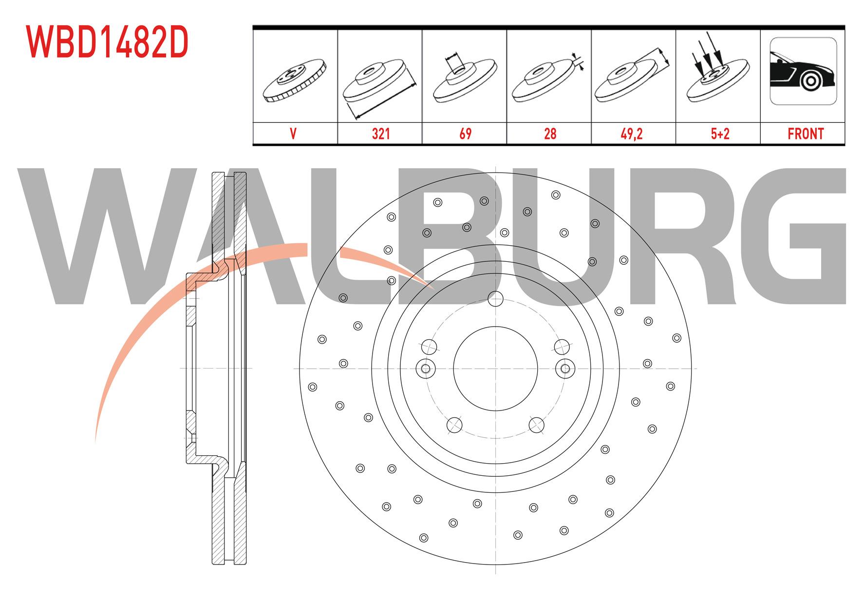 FREN DISKI ON HAVALI PERFORMANS DELIKLI 5 BJN 321X28X69X49,2 KIA SORENTO (XM) 2.0 CRDI - 2.2 CRDI-2.5 CRDI 2009-2015 / HYUNDAI SANTA FE (CM) 2.0 CRDI-2.2 CRDI 2006-2012/ SANTA FE (DM) 2.0 CRDI 2012-