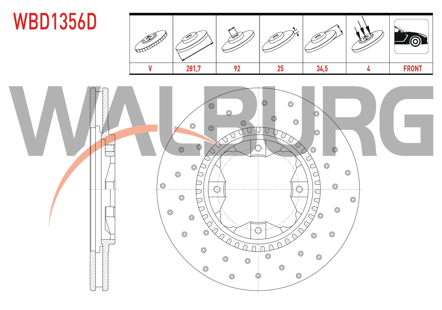 FREN DISKI ON HAVALI PERFORMANS DELIKLI 4 BJN 281,7X25X92,04X34,5 HONDA ACCORD IV (CB) 2.0i 16v 1990-1993 / ACCORD IV (CB) 2.2i 16v 1990-1993