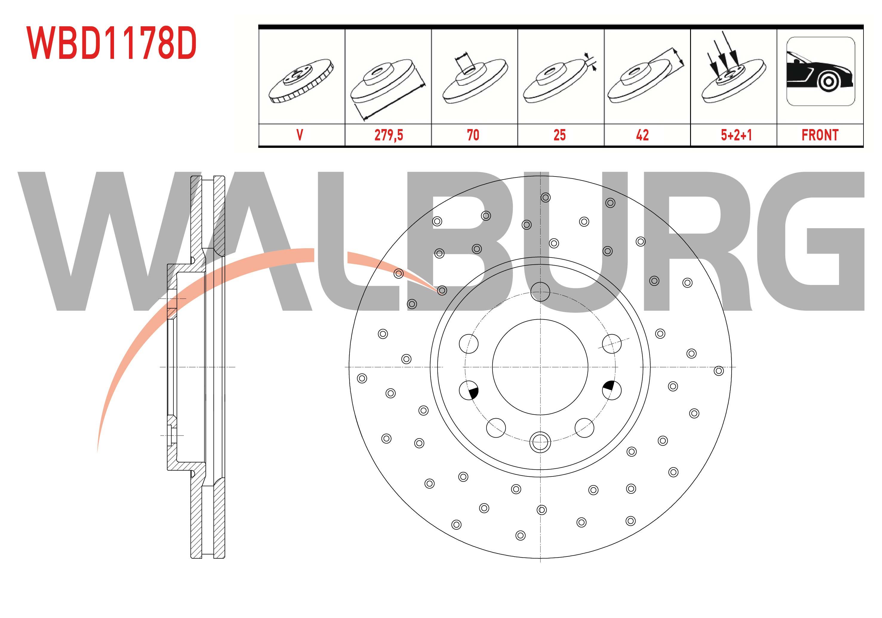 FREN DISKI ON HAVALI PERFORMANS DELIKLI 5 BJN 279,8X25X70X42 OPEL ASTRA H 1.4i -1.6i - 1.3 CDTI - 2004-2010/ ASTRA G 1.6 16v - 2.0i 98-05/ ZAFIRA A 1.6 16v - 2.0 DTI 1999-2005/ MERIVA A 1.6 03-10