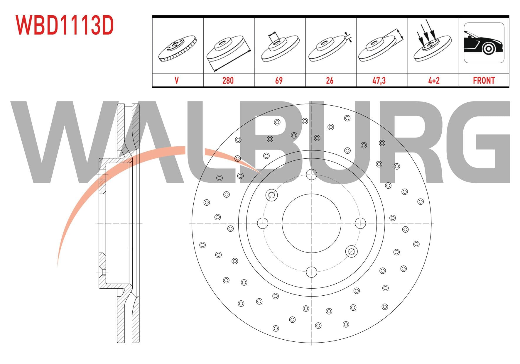 FREN DISKI ON HAVALI PERFORMANS DELIKLI 4 BJN 280X26X69X47,3 HYUNDAI ELANTRA 1.6i-  2.0 CRDI- 2.0 2001-2007/ SONATA IV 2.0i 2001-2004/ SONATA V 2.0 CRDI -2.0 2005-2010/ KIA MAGENTIS 2.0i 16v 2001-2005