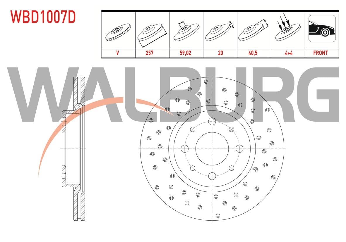 FREN DISKI ON HAVALI PERFORMANS DELIKLI 4 BJN 257X20X59,02X40,5 ALBEA 1.3 MJT-1.6 03-07/LINEA 1.3 MJT-1.6 MJT 2007-/DOBLO 1.6 2001-2010/PUNTO 1.3 MJT