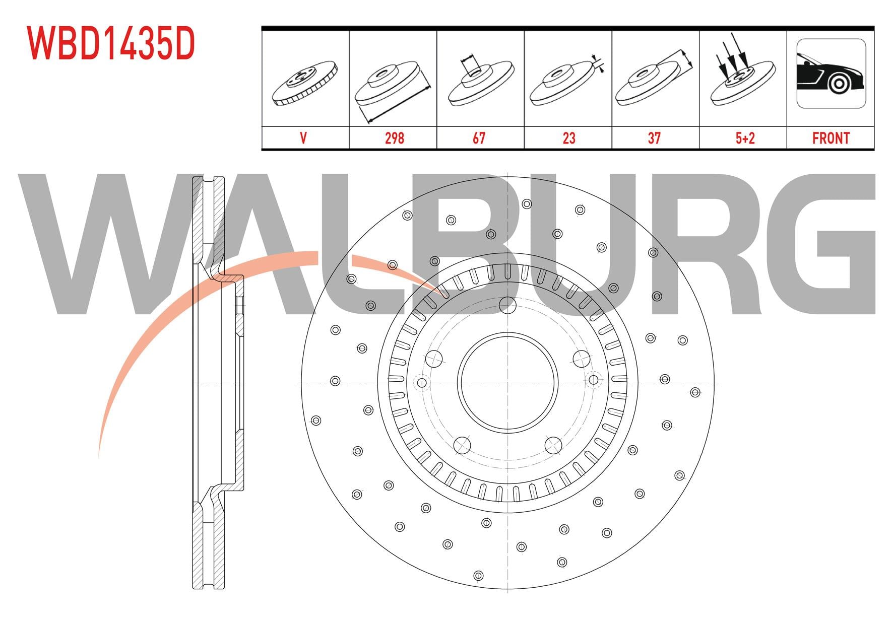 FREN DISKI ON HAVALI PERFORMANS DELIKLI 5 BJN 298X23X67X37 SSANGYONG TIVOLI 1.6 - 1.6 XDI 2015- / XLV 1.6 - 1.6 D 2016-