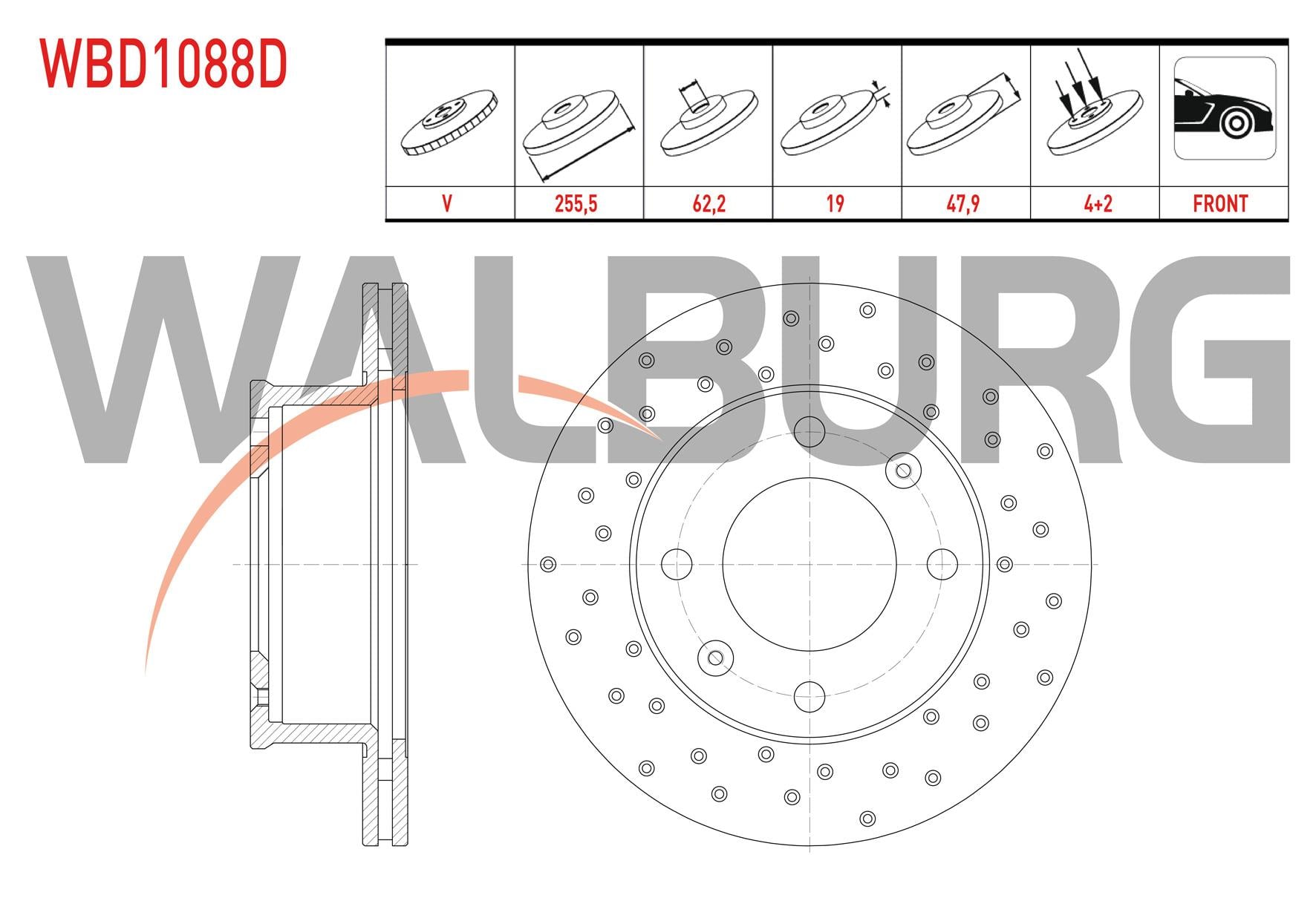 FREN DISKI ON HAVALI PERFORMANS DELIKLI 4 BJN 256X19X62,2X47,9 HYUNDAI GETZ (TB) 1.5 CRDI - 1.1i - 1.3i -1.4i - 1.6i 2002-2008