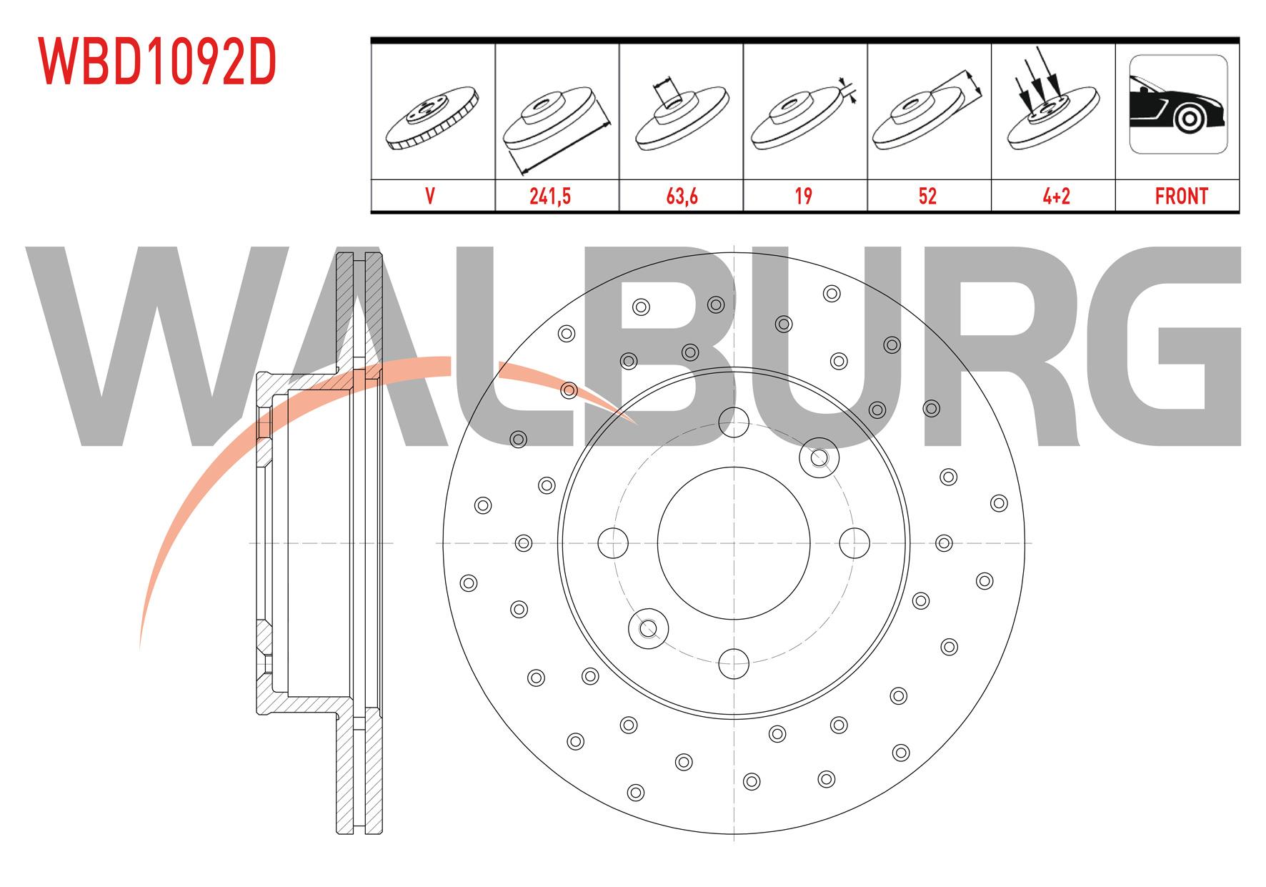 FREN DISKI ON HAVALI PERFORMANS DELIKLI 4 BJN 241,5X19X63,6X52 HYUNDAI ACCENT ADMIRE 1.3 - 1.6 - 1.5 CRDI 03-06/ ACCENT 1.3 - 1.5i - 1.6i 00-05/ ACCENT MILENIUM 1.3 - 1.5 - 1.5 CRDI 00-03