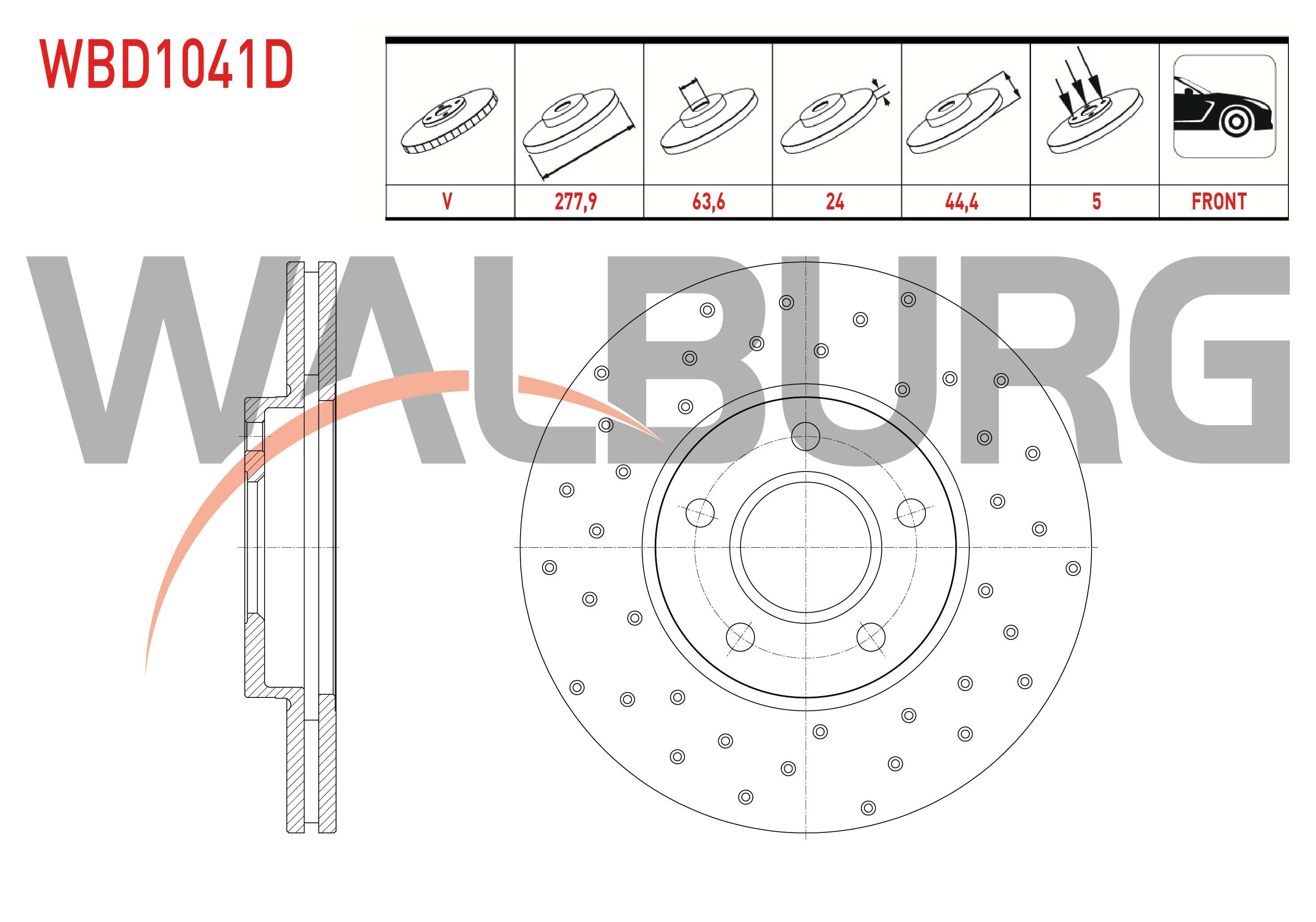 FREN DISKI ON HAVALI PERFORMANS DELIKLI 5 BJN 277,9X24X63,6X44,4 FORD TRANSIT CONNECT 1.8 TDCI 2002-2013 / TOURNEO CONNECT 1.8 TDCI 2002-2013