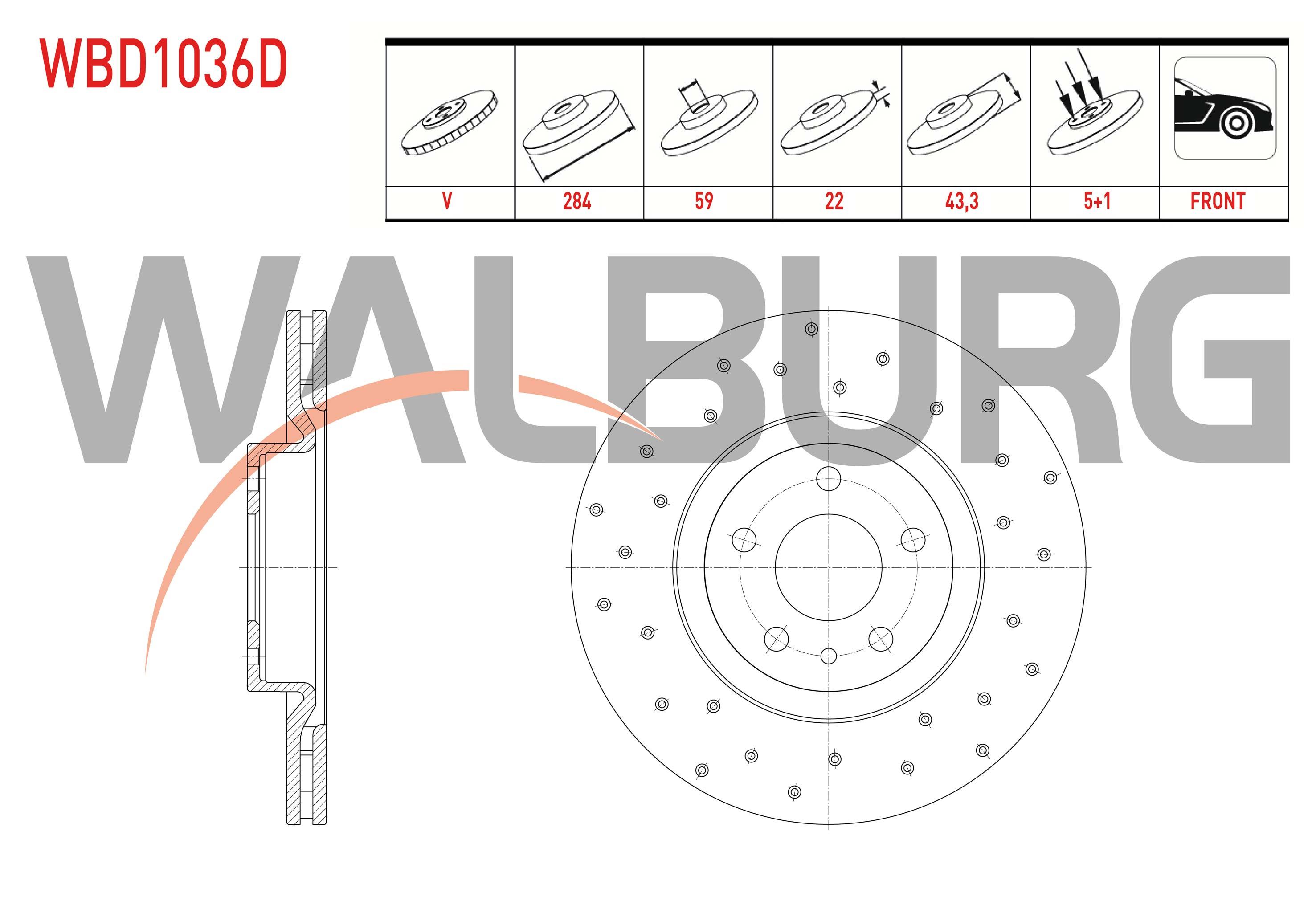 FREN DISKI ON HAVALI PERFORMANS DELIKLI 5 BJN 284X22X59X43,3 FIAT EGEA 1.3 MJT - 1.6 MJT - 1.4 16v - 1.6 16v 2015- / 500L 1.6 MJT - 0.9 - 1.4 2012- / EGEA HB 1.6 D 2020-/ EGEA CROSS 1.6 2020-
