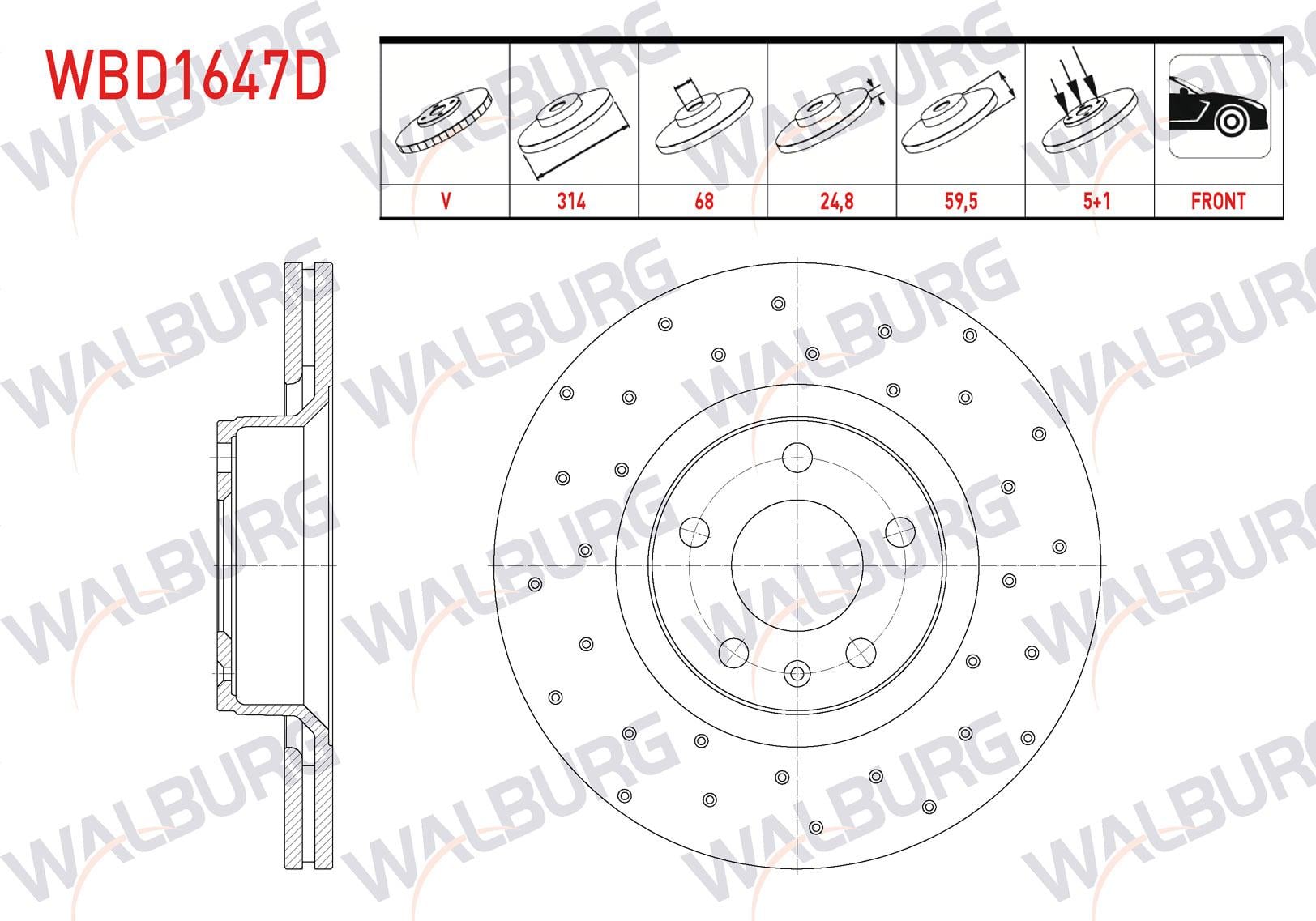 FREN DISKI ON HAVALI PERFORMANS DELIKLI 5 BJN 314X24,8X68X59,5 AUDI A6 2004-2011