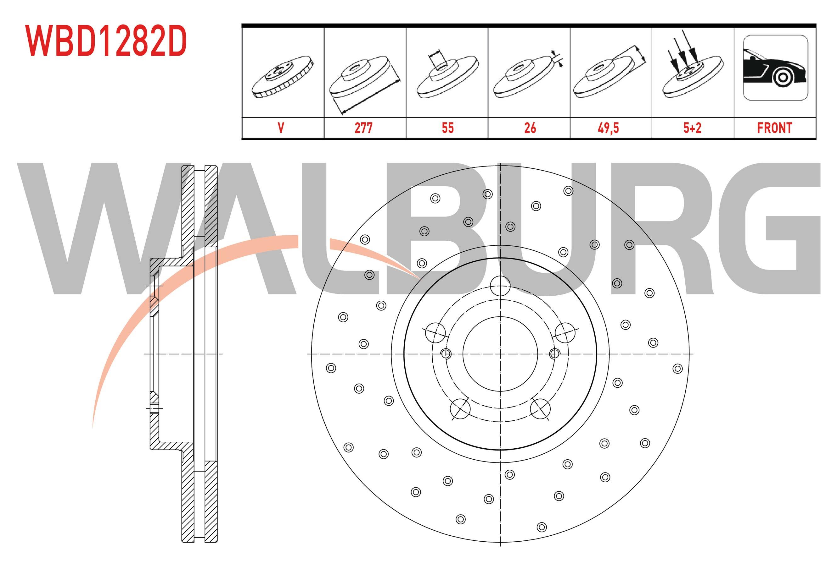 FREN DISKI ON HAVALI PERFORMANS DELIKLI 5 BJN 277X26X55X49,5 TOYOTA AVENSIS (T25) 1.6 VVT-I 2003-2008 / AVENSIS (T25) 1.8 2003-2008