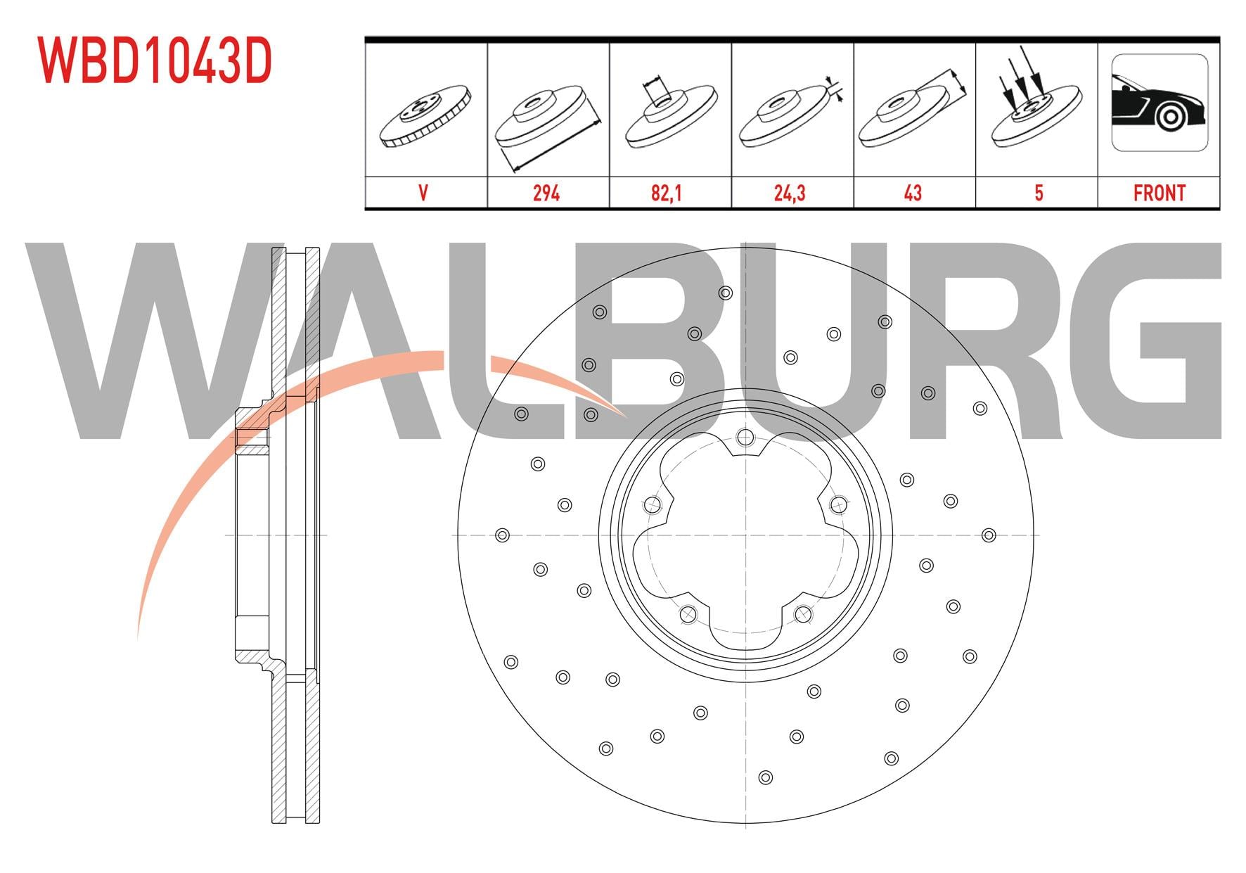 FREN DISKI ON HAVALI PERFORMANS DELIKLI 5 BJN 294X24,3X82,1X43 FORD TRANSIT (V184) 2.0 DI - 2.0 TDCI - 2.3 16v - 2.4 DI - 2.4 TDE ARKADAN ITISLI 2000-2006