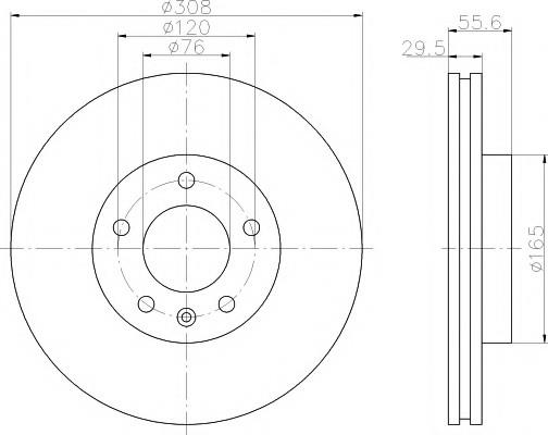 FREN DİSKİ ÖN HAVALI T5 1.9 TDI 5 BIJON 308X29,5X76X55,2 2003-2011 - 7E0615301D
