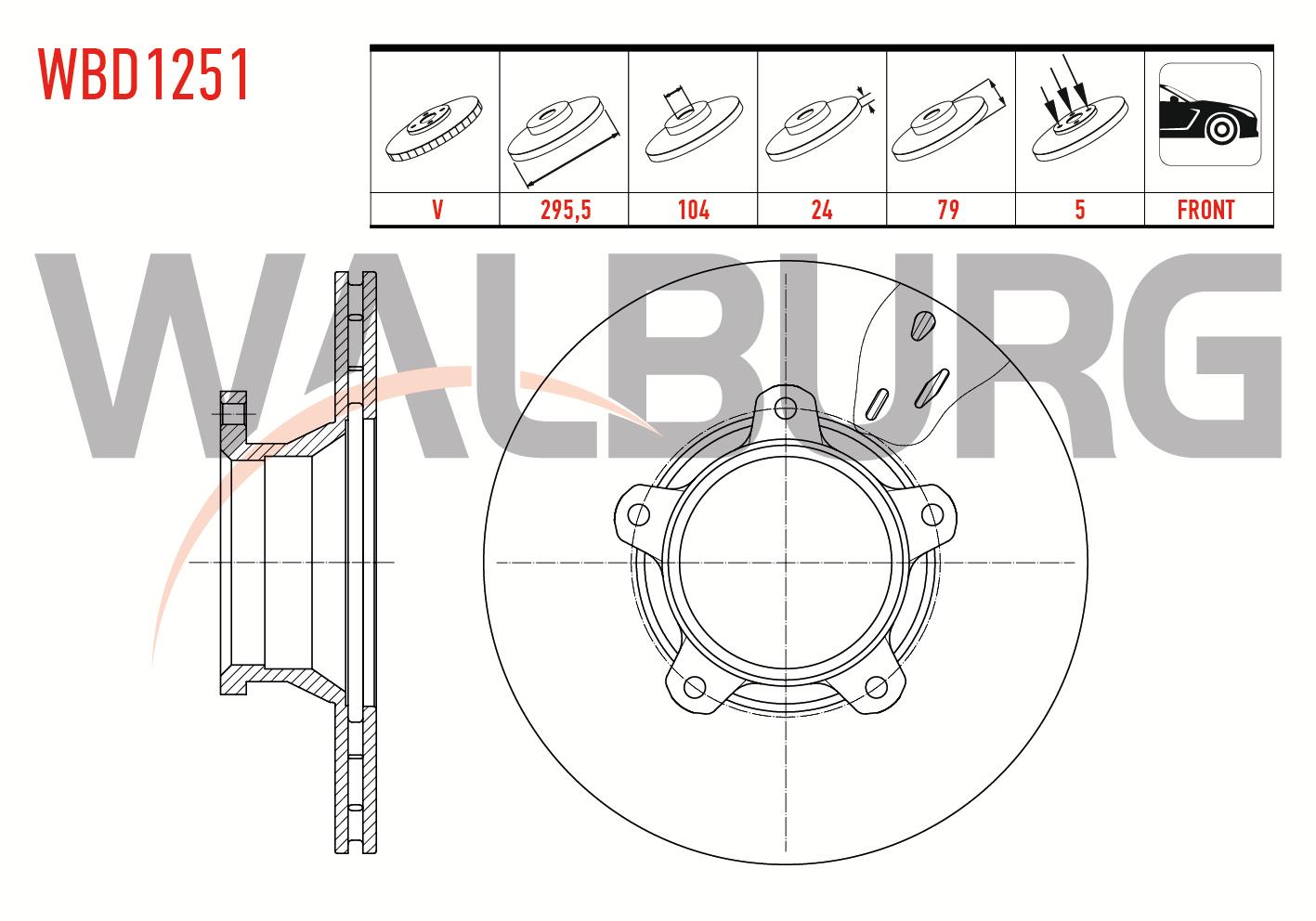 FREN DISKI ON HAVALI TATA XENON 2.2 16v TD 4X4 5 BIJON 295,5X24X104X79 2011-
