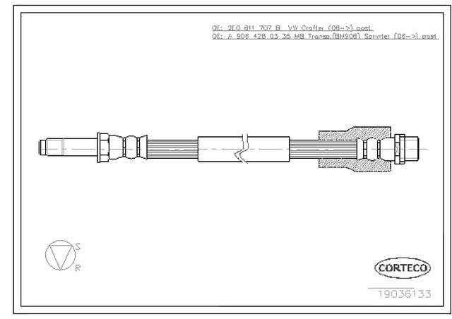 FREN HORTUMU ARKA 515 470 MM SPRİNTER-CRAFTER  2007-