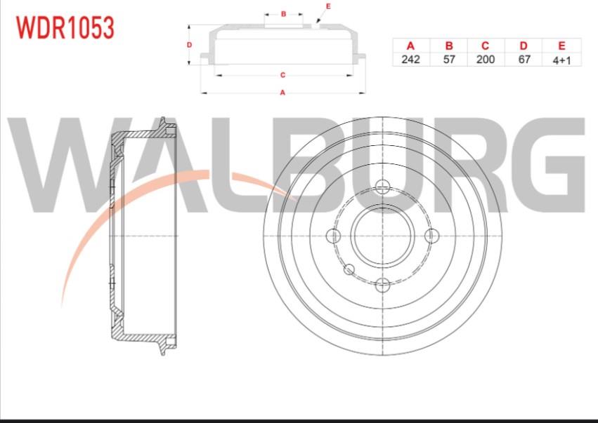 FREN KAMPANASI ARKA 4 DELIK 242X57X200X67 OPEL ASTRA F 1.4i - 1.6i 1991-1998 / ASTRA F CLASSIC 1.4i - 1.6i 1998-2002