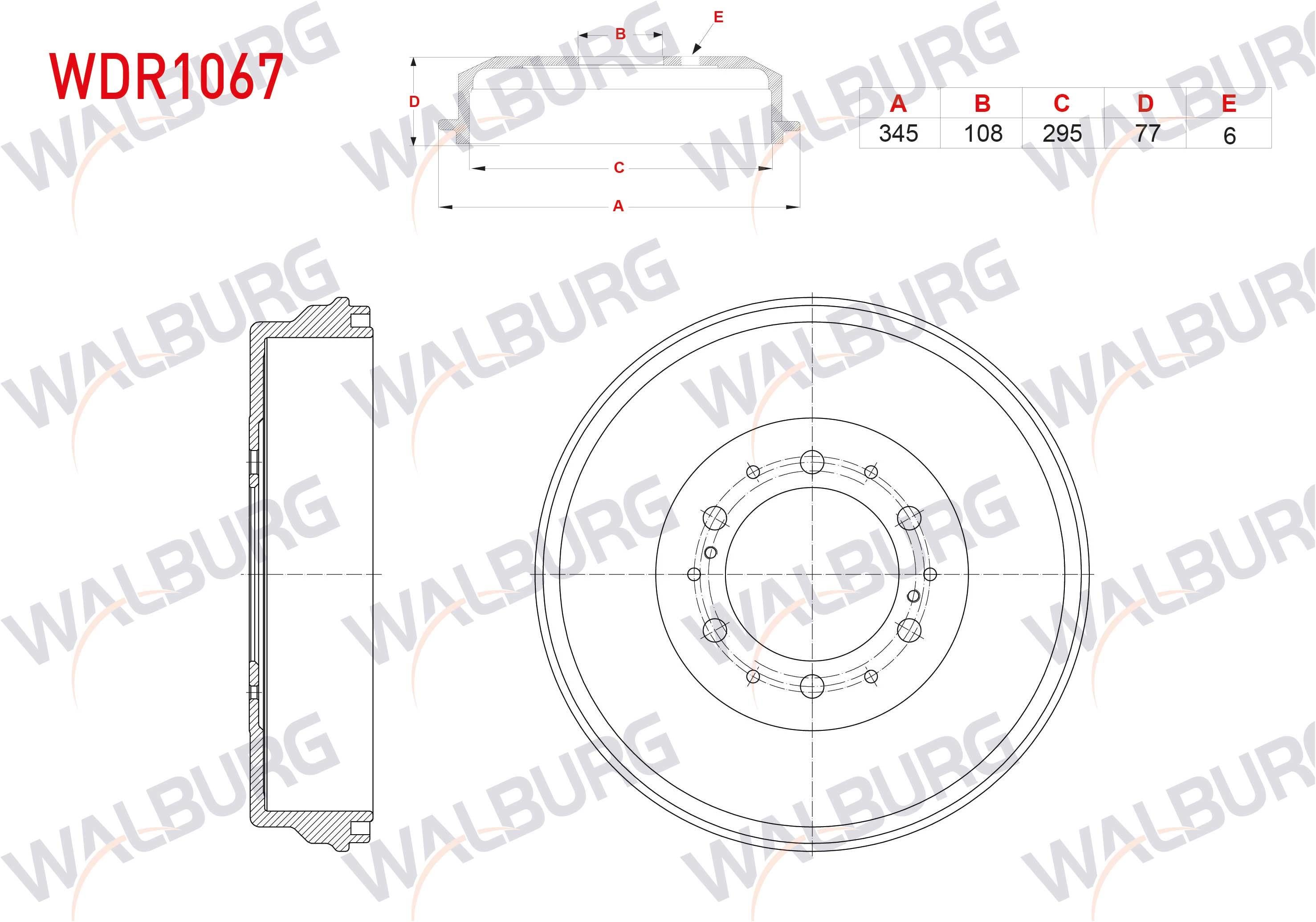 FREN KAMPANASI ARKA 6 DELIK 345X108X295X77 TOYOTA HILUX VI 2.5 D-4D 2001-2005 / HILUX VII 2.5 - 3.0 D-4D 4WD 2006-2015 / HILUX VII 2.4 D 2015-