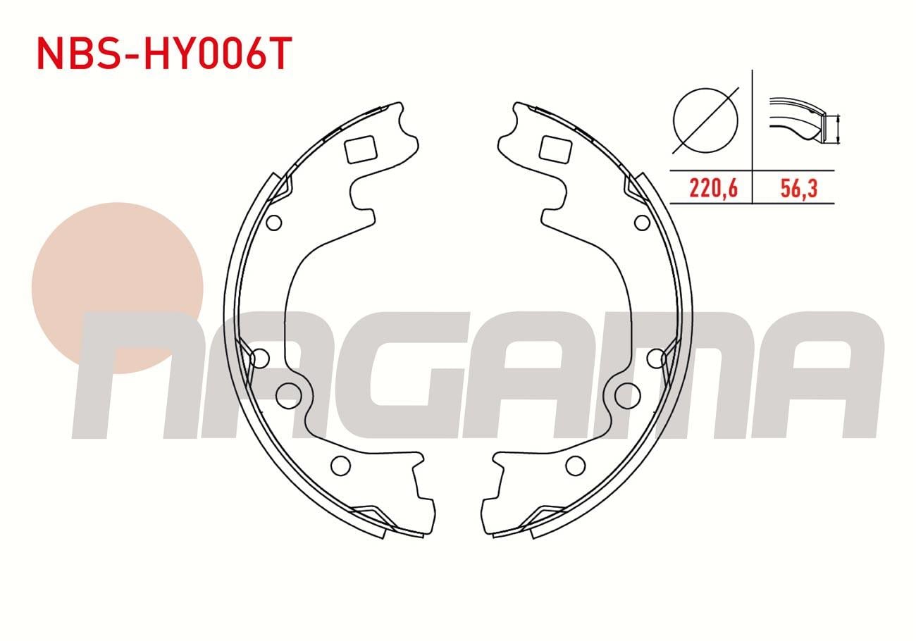 FREN PABUC BALATA ARKA 220,6X56,3mm +1mm DAHA KALIN HYUNDAI H100 KAMYONET 2.5 D 2004-