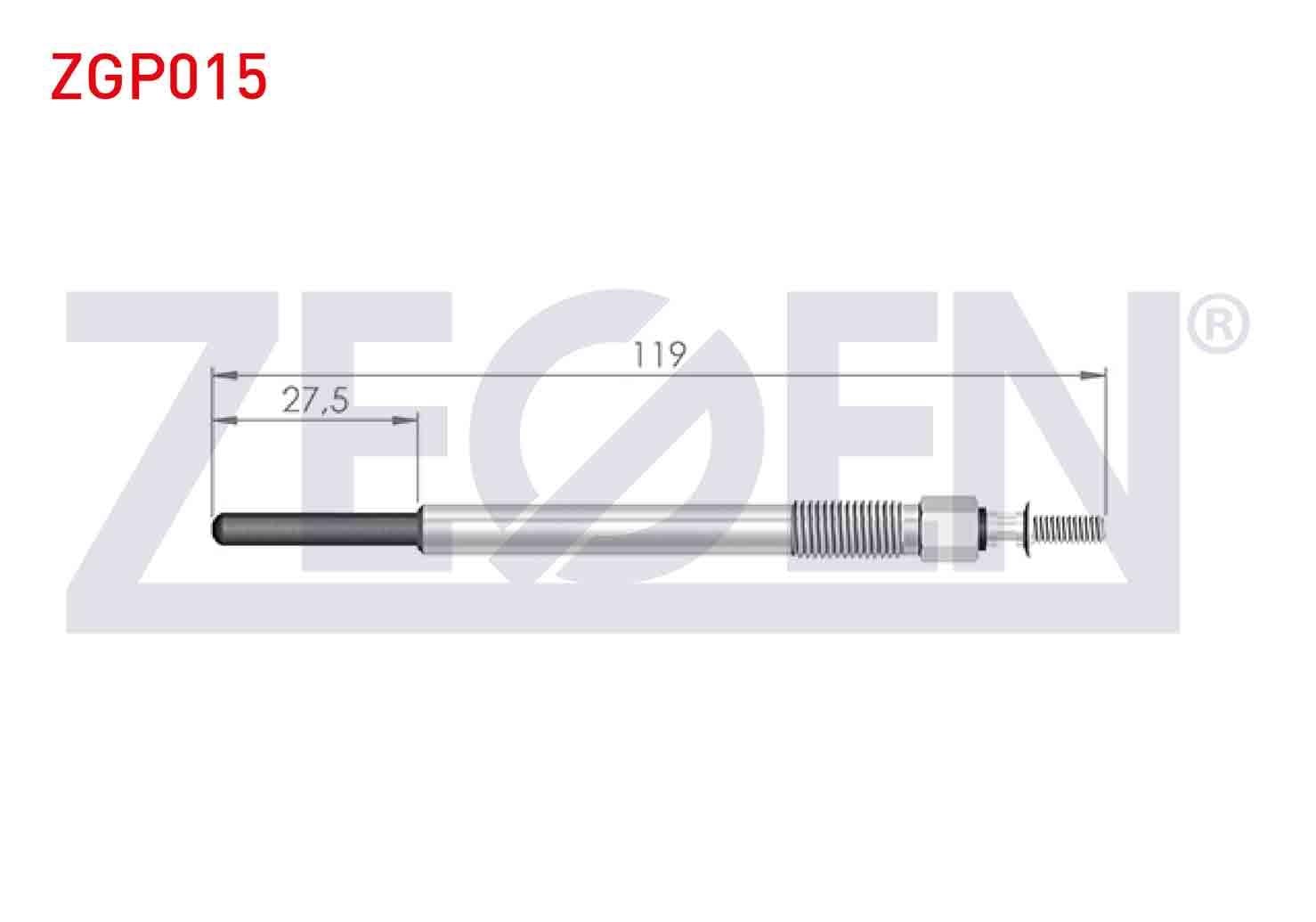 KIZDIRMA BUJI 11V 118mm CITROEN BERLINGO 1.6HDI 2003-2008 / C3 (FC) 1.4HDI 2002-2009 / PEUGEOT PARTNER 1.6HDI 2003-2008 / 206 (2A/C) 1.4HDI 1998-2006