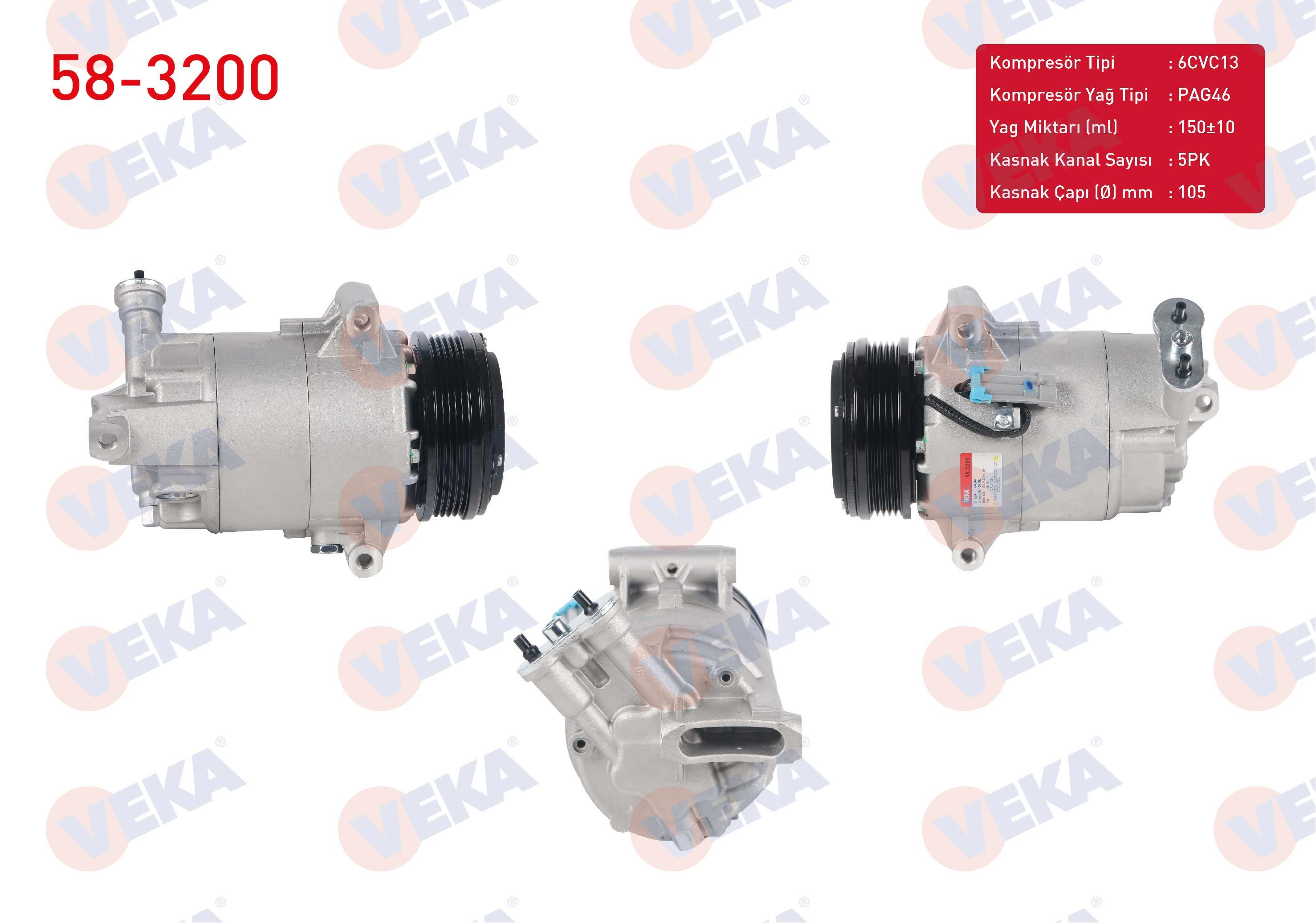 KLIMA KOMPRESORU 5PK 105mm OPEL ASTRA G 1.6 16v 1998-2005/ ASTRA H 1.6 T 2004-2010/ MERIVA A 1.6 2003-2010/ ZAFIRA B 1.6 2005-2011