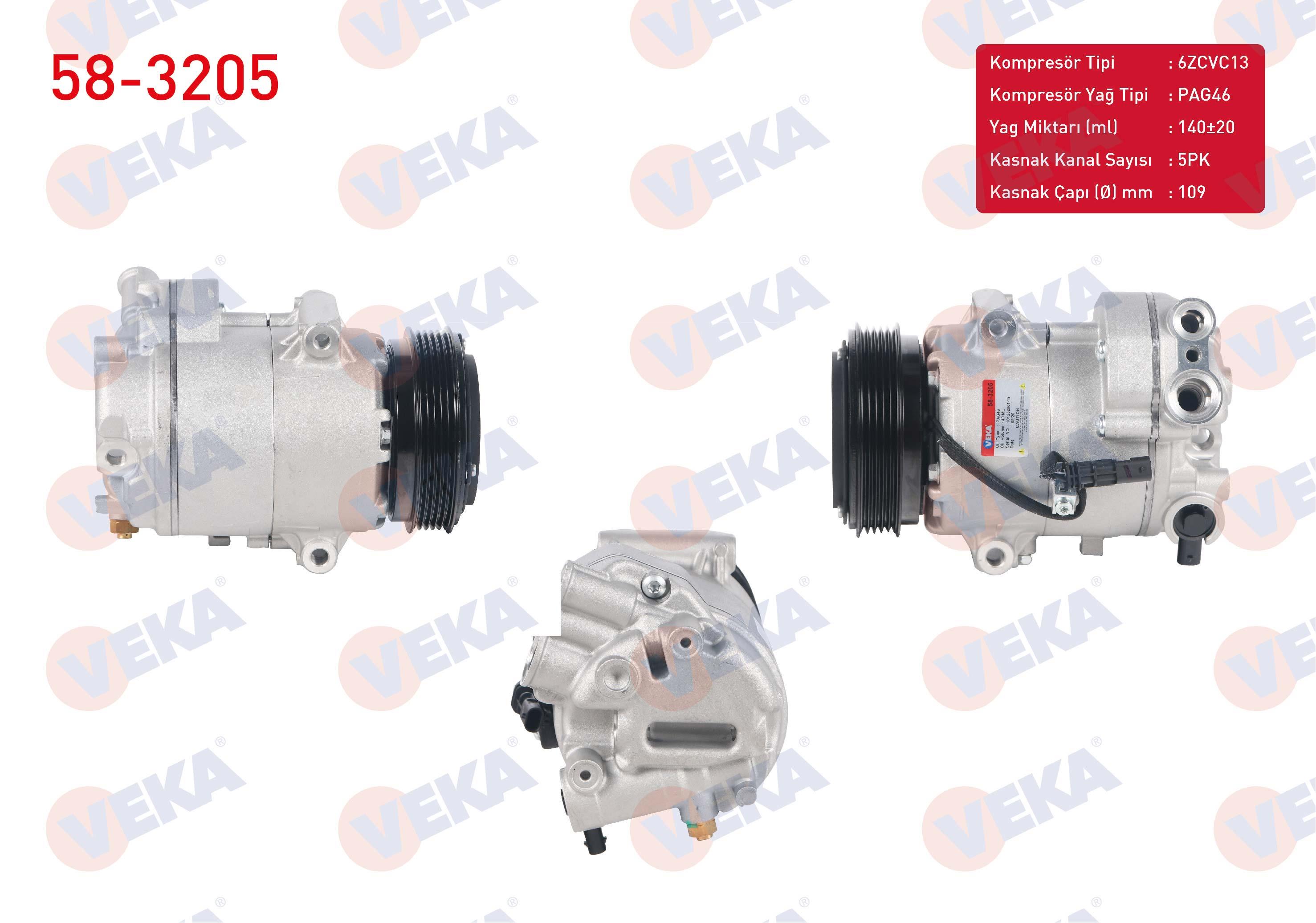 KLIMA KOMPRESORU 5PK 109mm OPEL ASTRA J 1.4i 2009-2016/ INSIGNIA 1.4 T 2008-/ MERIVA B 1.4 2010-/ CHEVROLET CRUZE 1.4 2011-2014