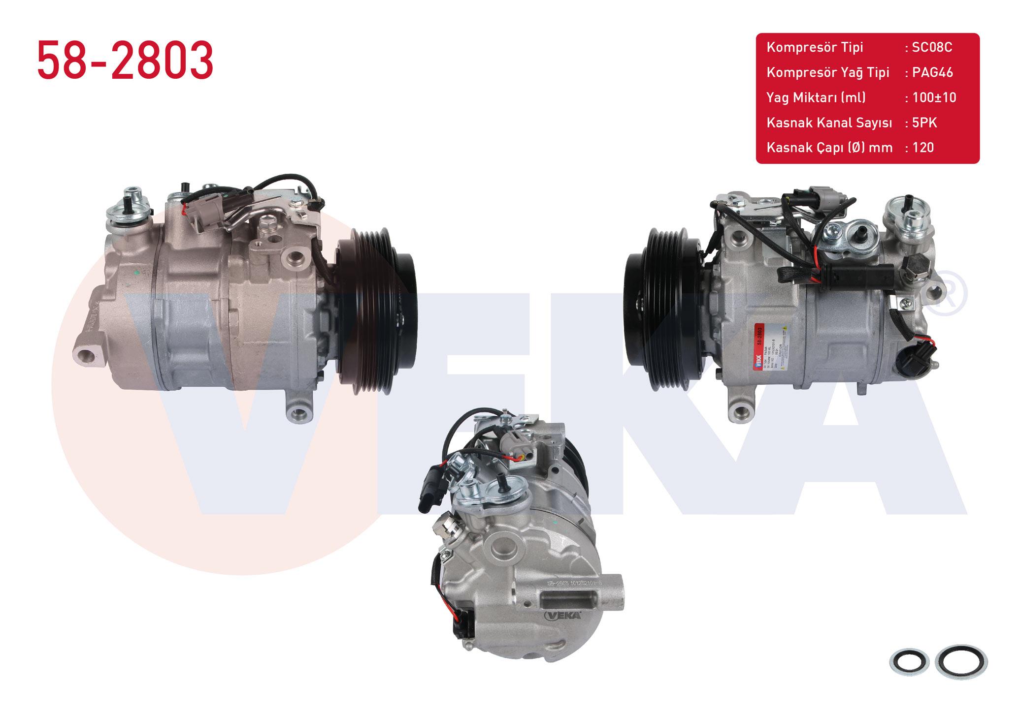 KLIMA KOMPRESORU 5PK 120mm MERCEDES A SERISI (W176) A 180 - A 180 CDI - A 200 - A 200 CDI 12-/ B SERISI (W246) B 160 - B 180 - B 180 CDI - B 200 11-/ CLA (C117) 180 - 200 13-/ GLA (X156) GLA 200 13-