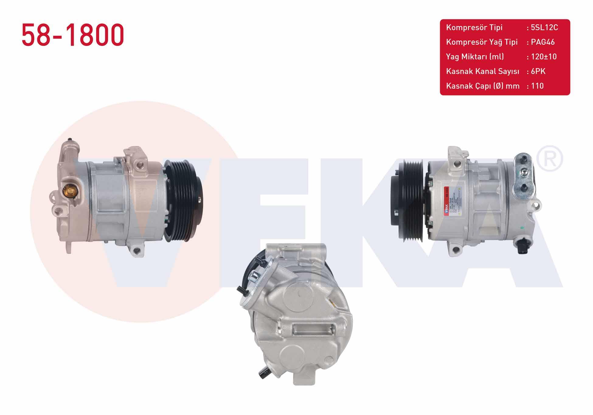 KLIMA KOMPRESORU 6PK 110mm ALFA ROMEO MITO 2013- FIAT DOBLO 1.3 MJT 2010-2015- / LINEA 1.3 MJT 2007-/ PUNTO 1.3 MJT 2012-/ FIORINO 1.3 MTJ 2007-2016- / OPEL COMBO D 1.3 CDTI 2012-2016-