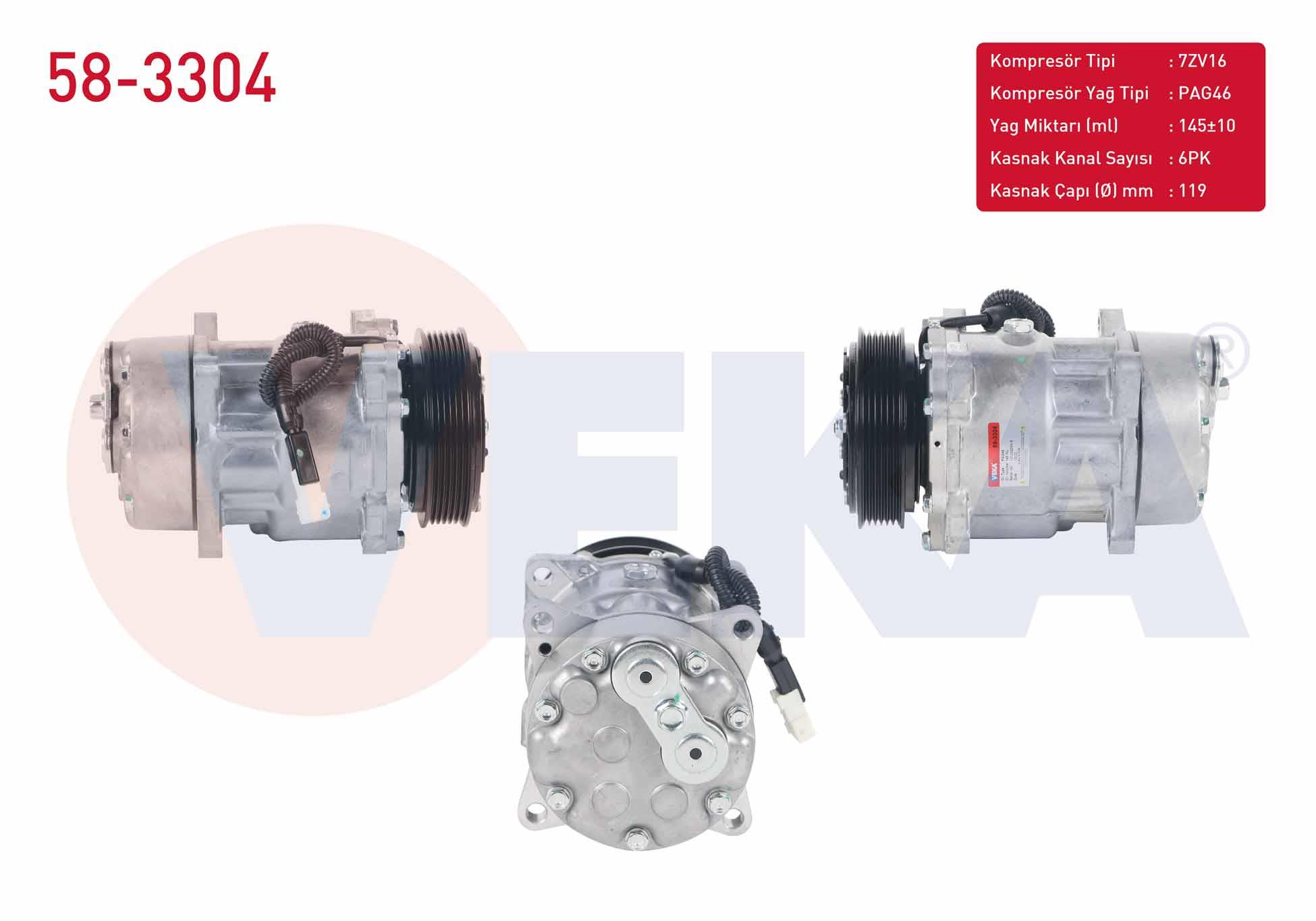 KLIMA KOMPRESORU 6PK 119mm CITROEN BERLINGO 1.9 D 1996-2008/ JUMPER II 2.2 HDI 2002-2006/ XSARA PICASSO 2.0 HDI 1999-/FIAT SCUDO 2.0 JTD 1996-2006/PEUGEOT 306 1.6 1993-2002/EXPERT 2.0 HDI 1996-2006