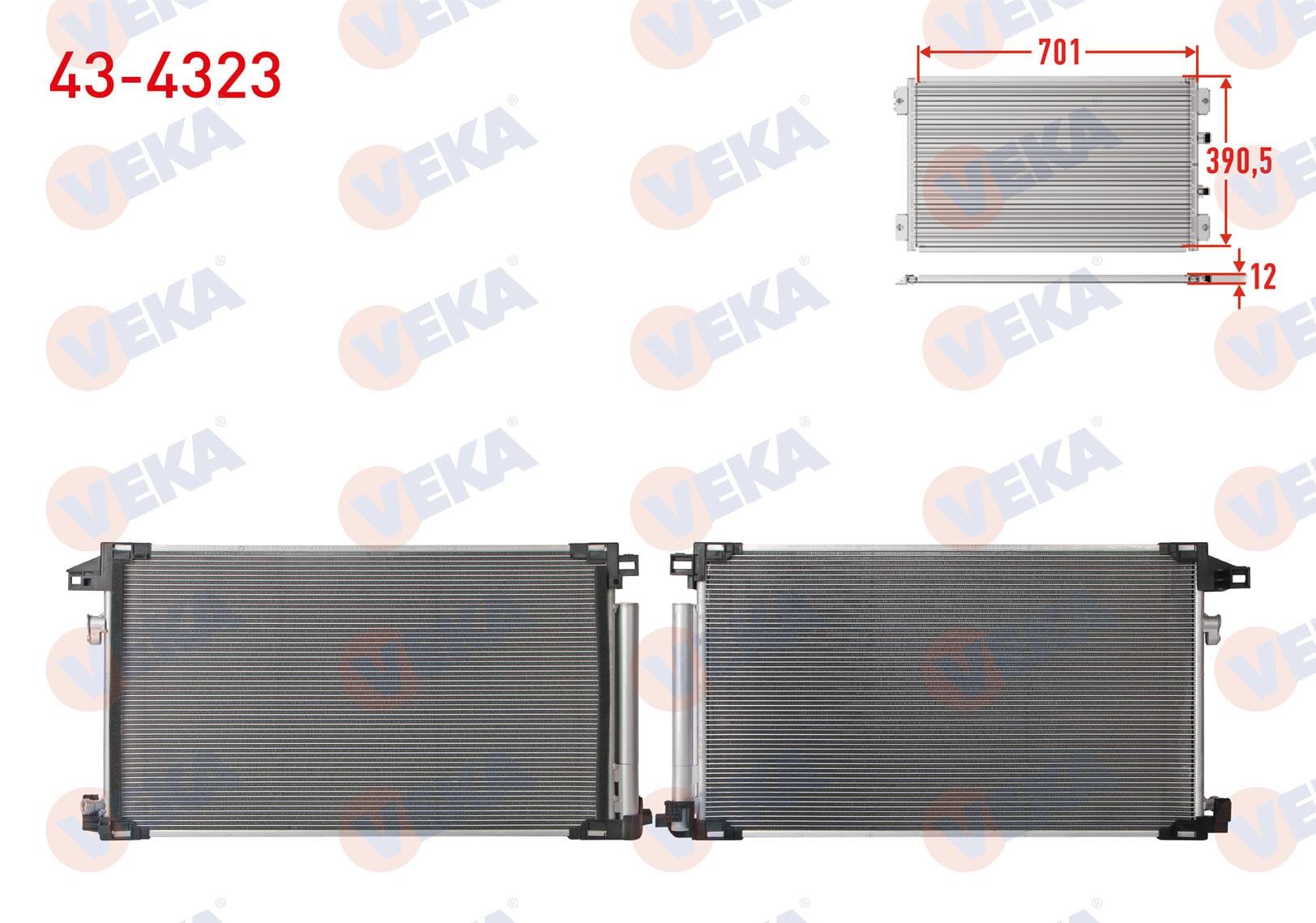 KLIMA RADYATORU ( UZUN TIP ) JAPONYA URETIM (5 mm fin) TOYOTA COROLLA (E21) 1.6 VVTI - 1.8 Hybrid 2019- / COROLLA CROSS 1.8 Hybrid 2022 - / C-HR 1.8 Hybrid 2016-