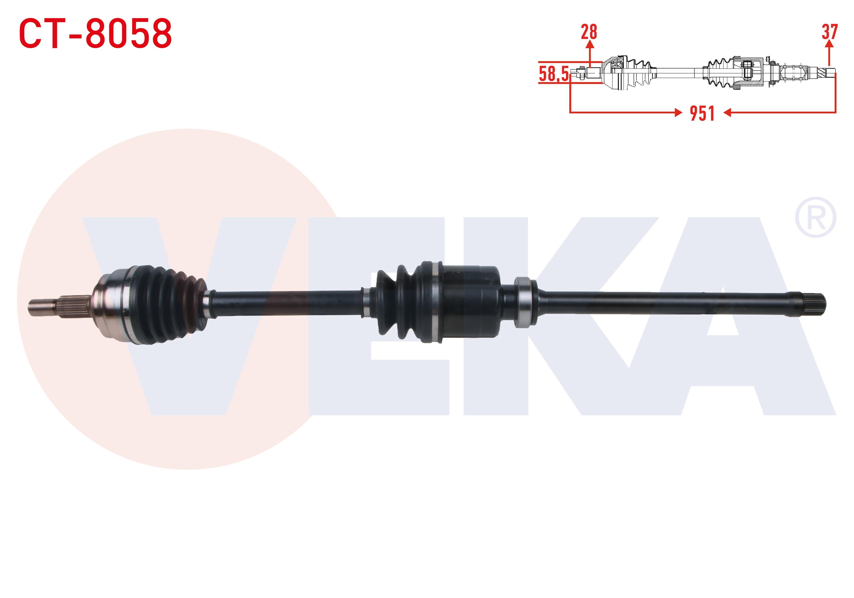 KOMPLE AKS ON SAG UZUNLUK 951mm CITROEN C5 AIRCROSS 1.5 BlueHDI - 1.6 PURETECH - 1.2 PureTech 8 ILERI A-T 2018-/ PEUGEOT 3008 1.2 8 ILERI A-T 2016-/ 1.5 BlueHDI 6 ILERI A-T/M-T - 8 ILERI A-T 2018-